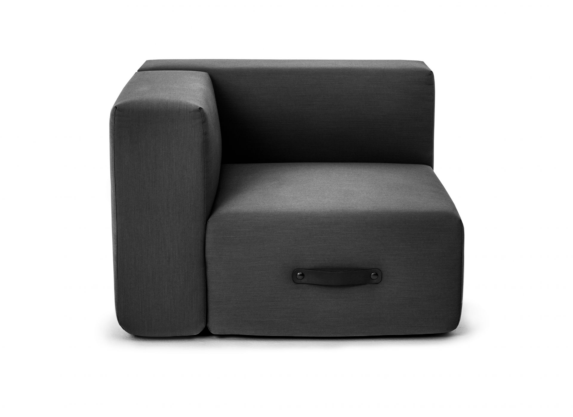 Miamia Outdoor Sofa Eckmodul Links in Anthrazit: Einzelmodul für modulare Lounge-Möbel im Garten.