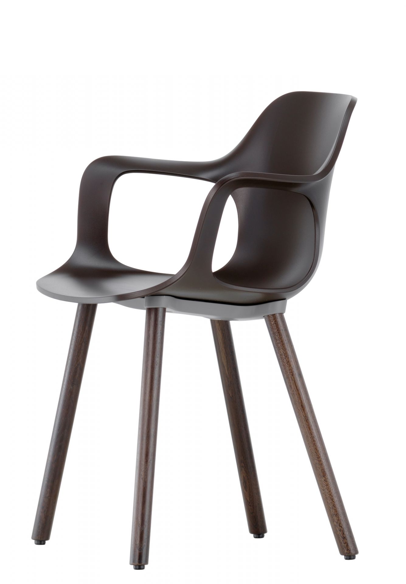 Brauner Hal RE Armchair von Vitra mit Holzbeinen, moderner Armlehnenstuhl für Wohnzimmer und Büro.