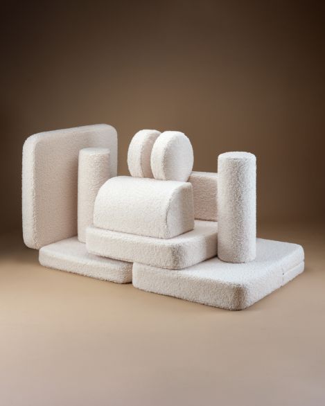 Kinderspielsofa Teddystoff Cremeweiß Wigiwama