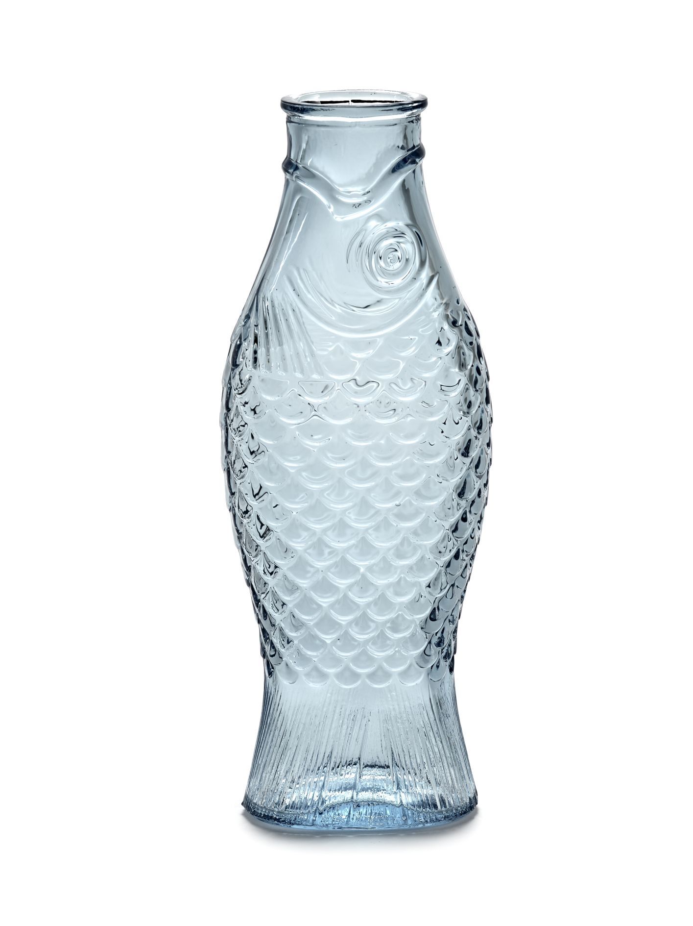 Blaue Fisch-Flasche von Serax: Dekorative Glasflasche in Fischform für Blumen oder als Deko-Objekt.