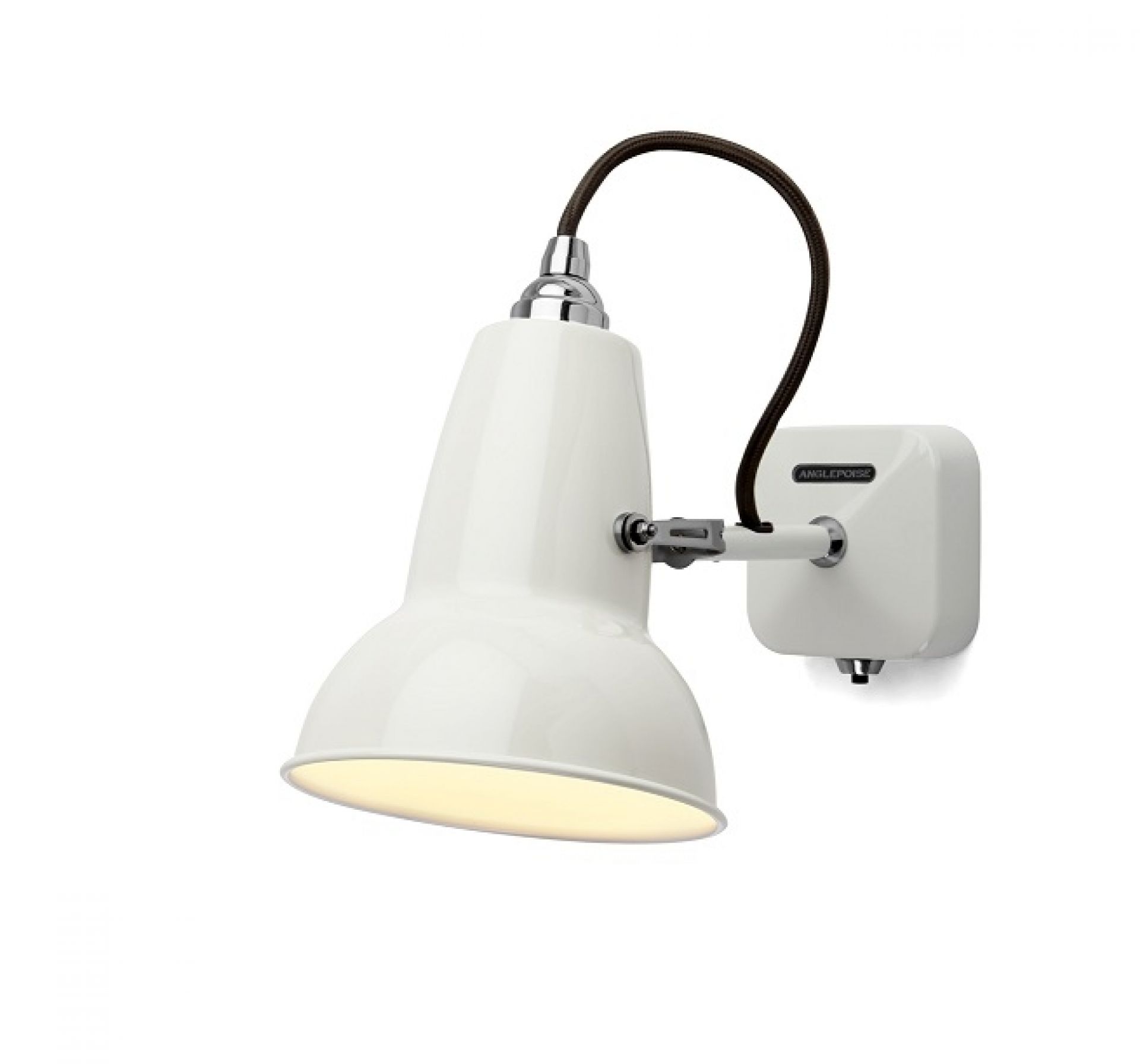 Weiße Anglepoise Wandleuchte Original 1227 Mini, flexible Leuchte für Wandmontage.