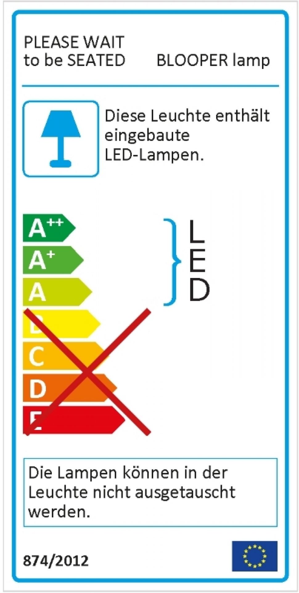 Energieeffizienzlabel der Blooper Tischleuchte von Please Wait to be Seated. LED-Lampe.