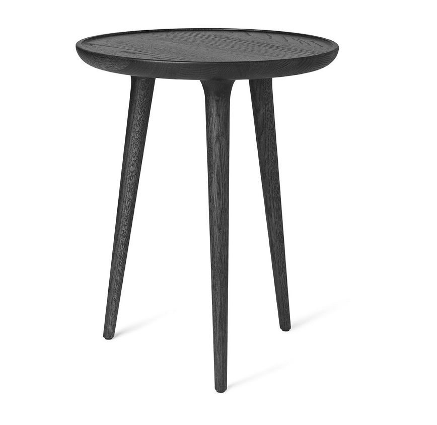 Schwarzer Accent Side Table Beistelltisch aus Eiche, modernes Design mit drei Beinen.