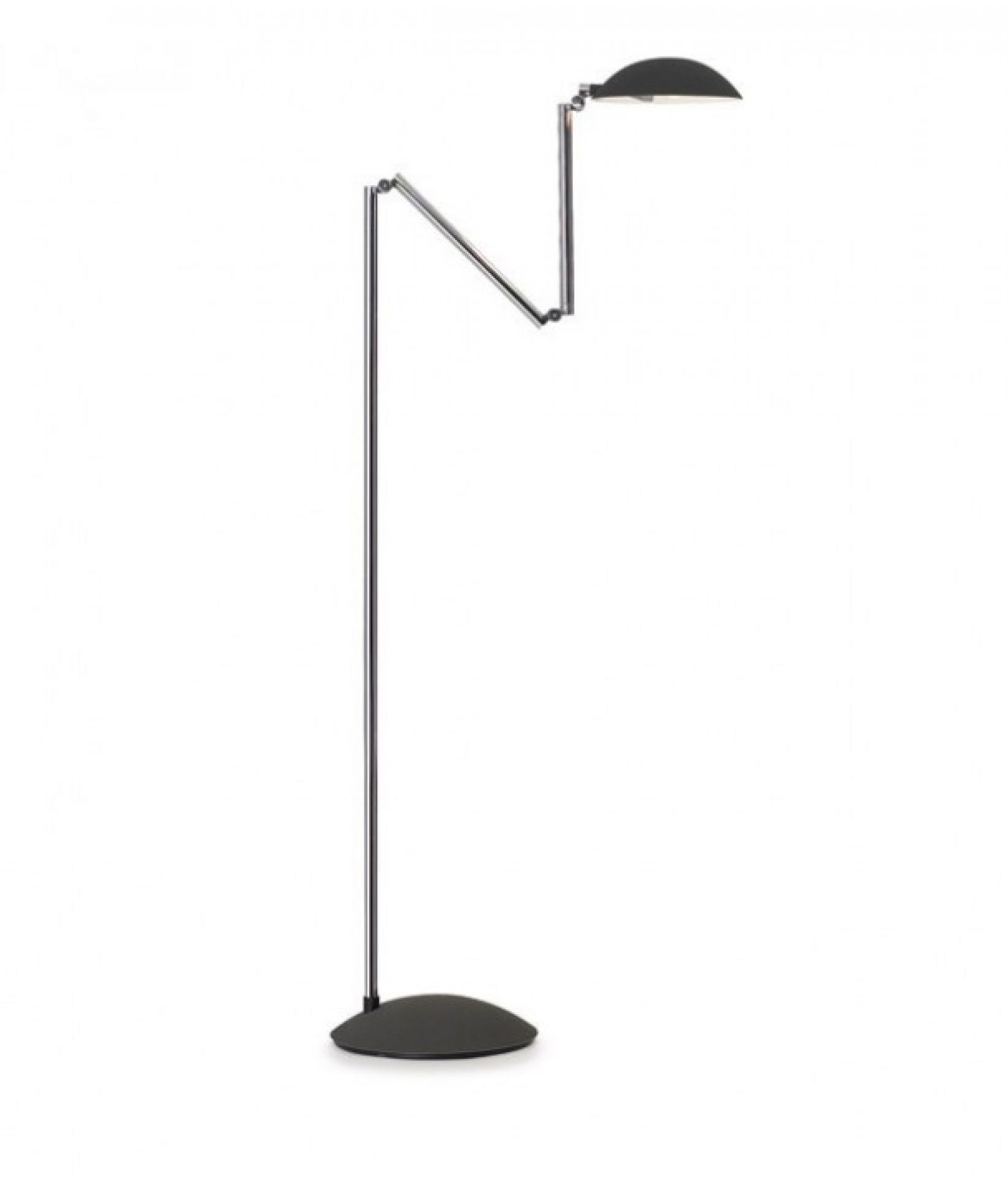 Orbis Stehleuchte von ClassiCon mit verstellbarem Arm und schwarzem Lampenschirm. Moderne Bodenleuchte.