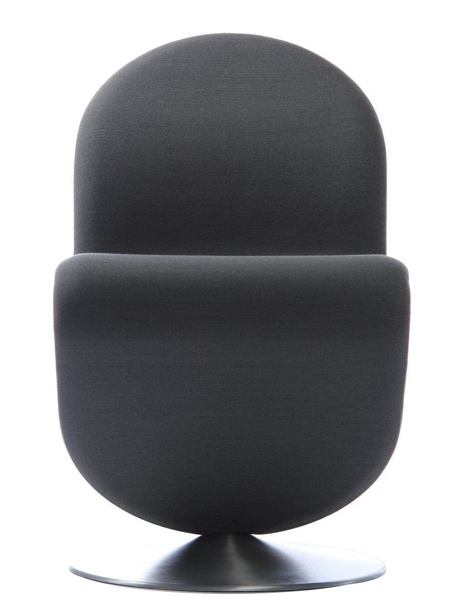 Grauer System 1-2-3 Stuhl von Verpan mit rundem Fuß und Stoffbezug. Designklassiker.