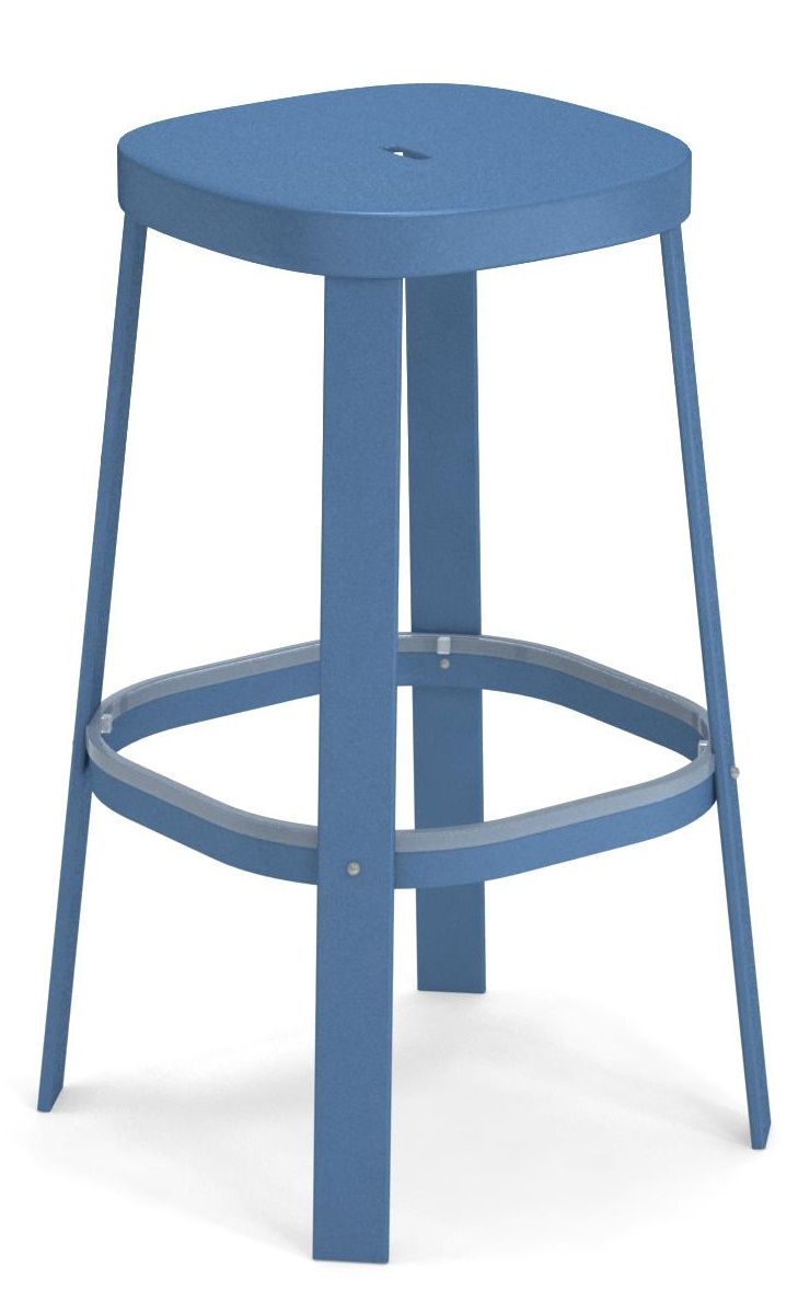 Blauer Thor Barstool Barhocker von Emu für den Außenbereich, moderner Hocker mit quadratischer Sitzfläche.