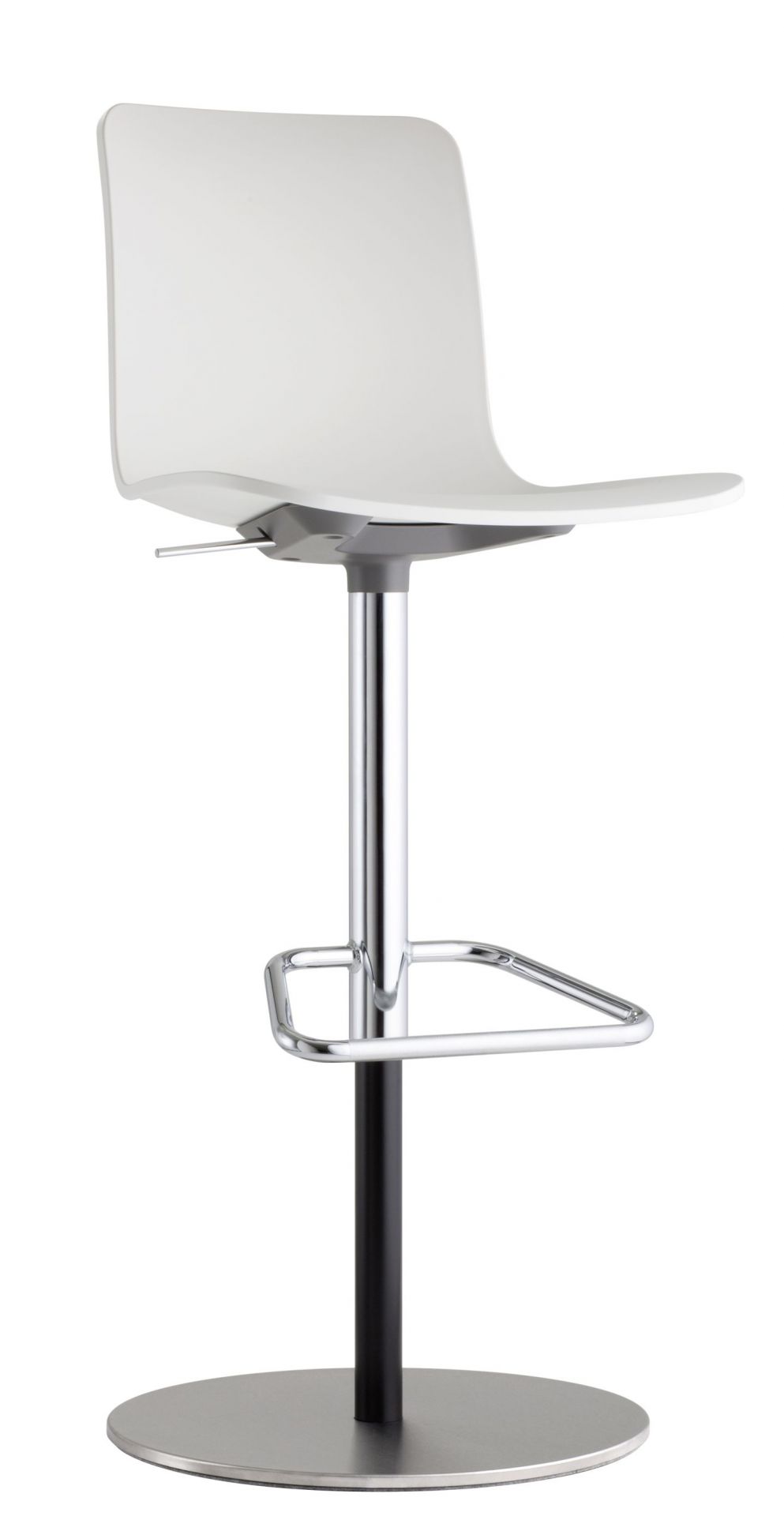 Weißer Hal Barstool Barhocker von Vitra mit Fußstütze und verchromtem Gestell.