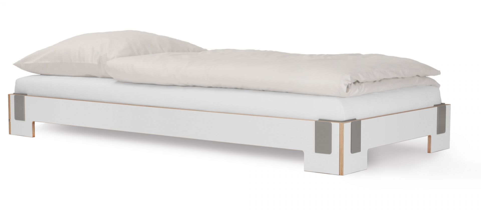 Stapelbett in Weiß, 100x200 cm, mit komfortabler Matratze und modernen Design-Elementen.