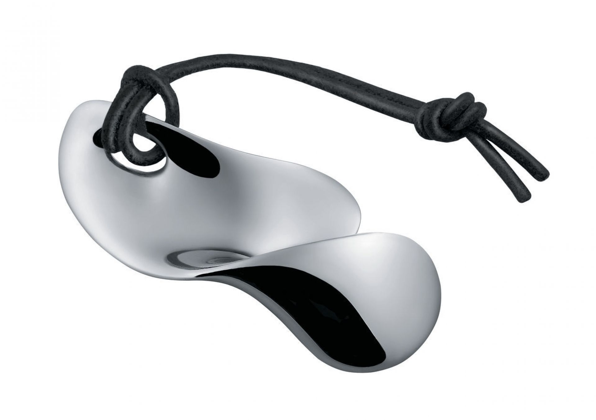 Alessi Bulla Flaschenöffner mit Kette, aus glänzendem Edelstahl, modernes Design für stilvolles Öffnen von Flaschen.