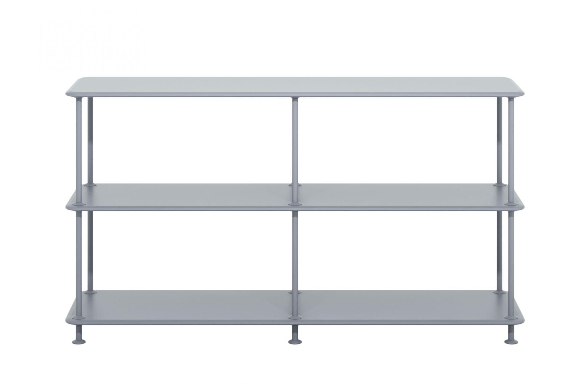 Graues Montana Free Regal mit drei Fächern, modernes Design für Wohnzimmer und Büro.