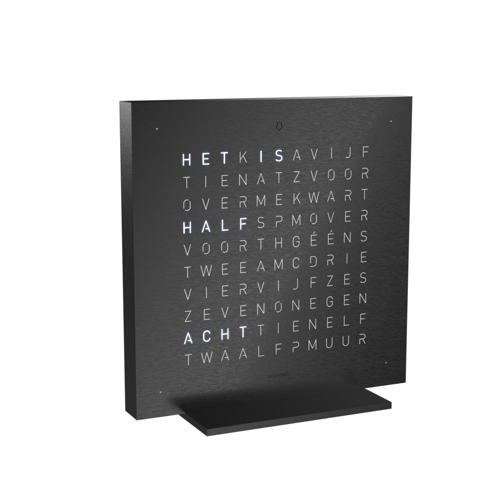 Earth 13.5 Steel Series Tischuhr / Zeitobjekt Niederländisch QLOCKTWO