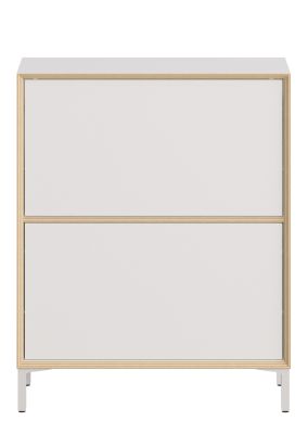 Vertiko Schuhrank von Müller Möbelwerkstätten, weißer Schuhschrank mit zwei Fächern und hellem Holzrahmen.