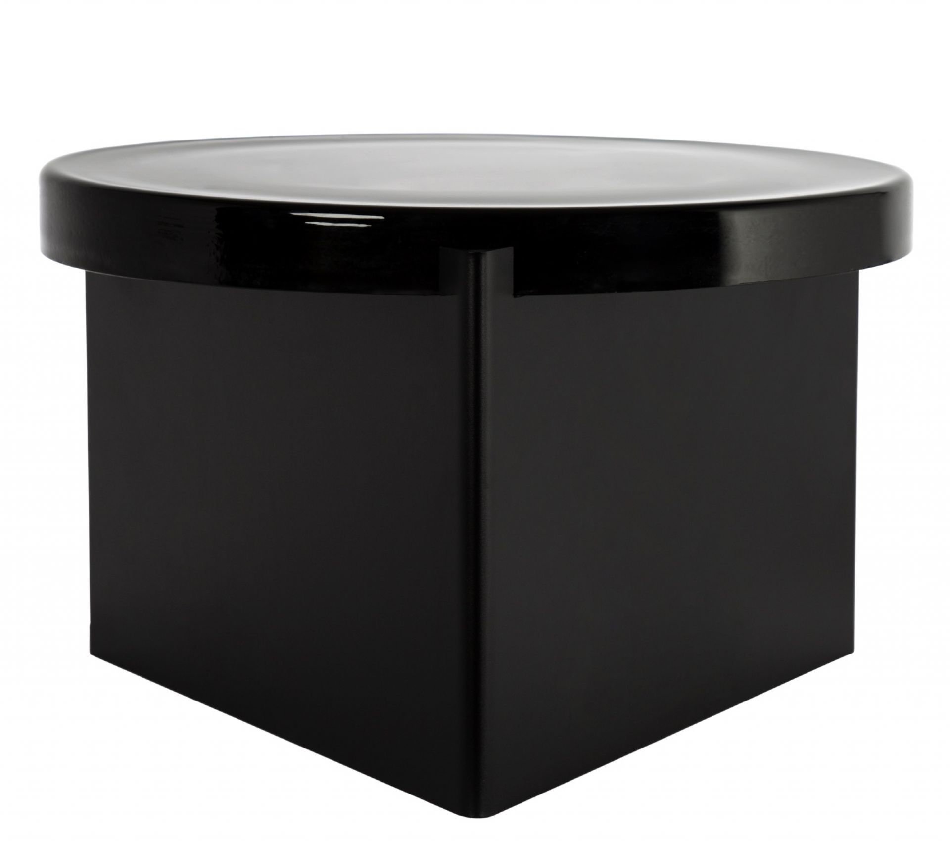 Schwarzer Alwa Couchtisch mit runder Tischplatte, modernes Design für Wohnzimmer.