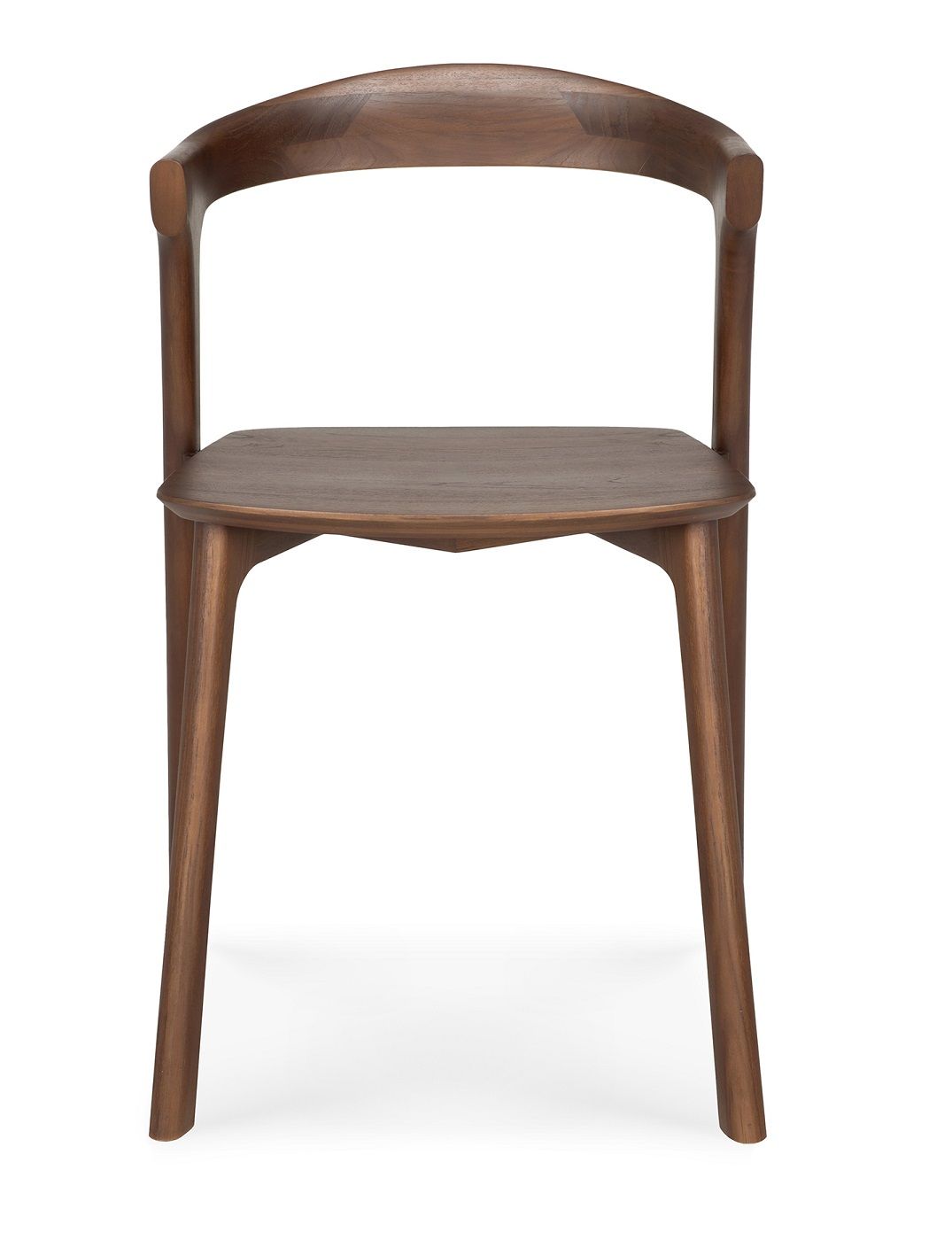 Bok Stuhl aus Teakholz, dunkelbraun lackiert, von Ethnicraft. Holzstuhl mit Armlehne.