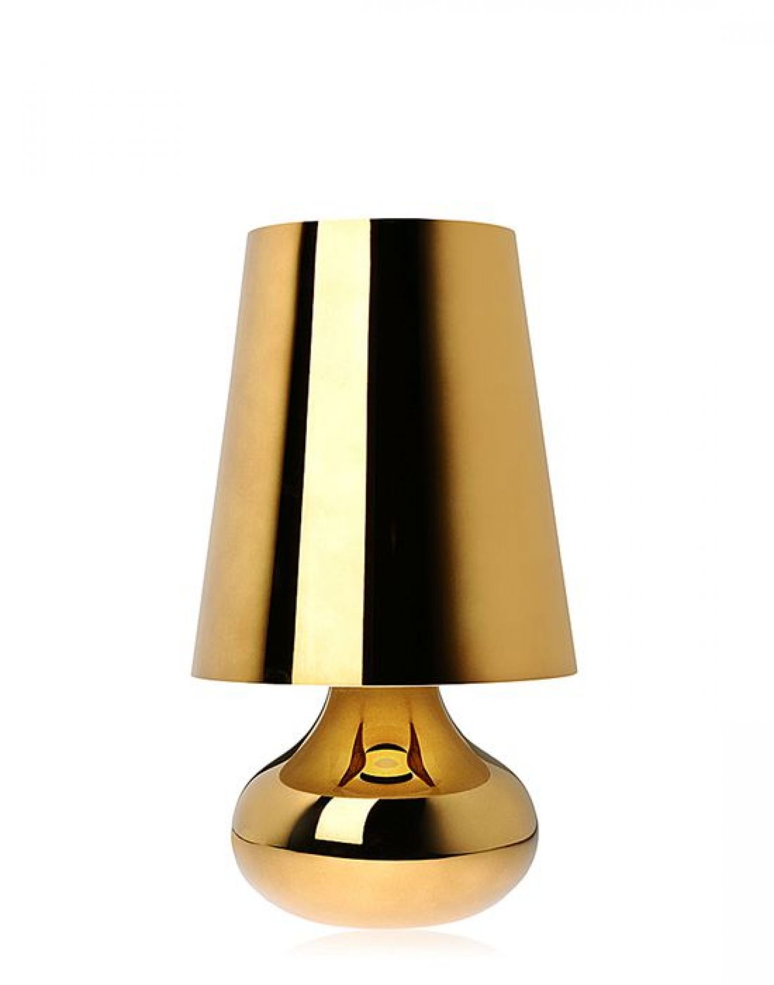 Goldene Cindy Tischleuchte von Kartell: Elegante Nachttischlampe mit glänzendem Finish für stimmungsvolles Licht.