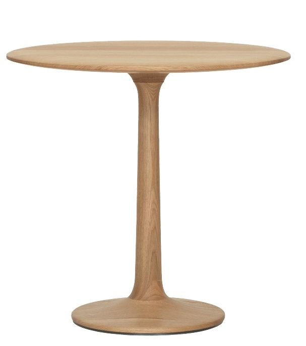 Turntable Couch Beistelltisch Zeitraum aus hellem Holz, runder Tisch mit zentralem Fuß.