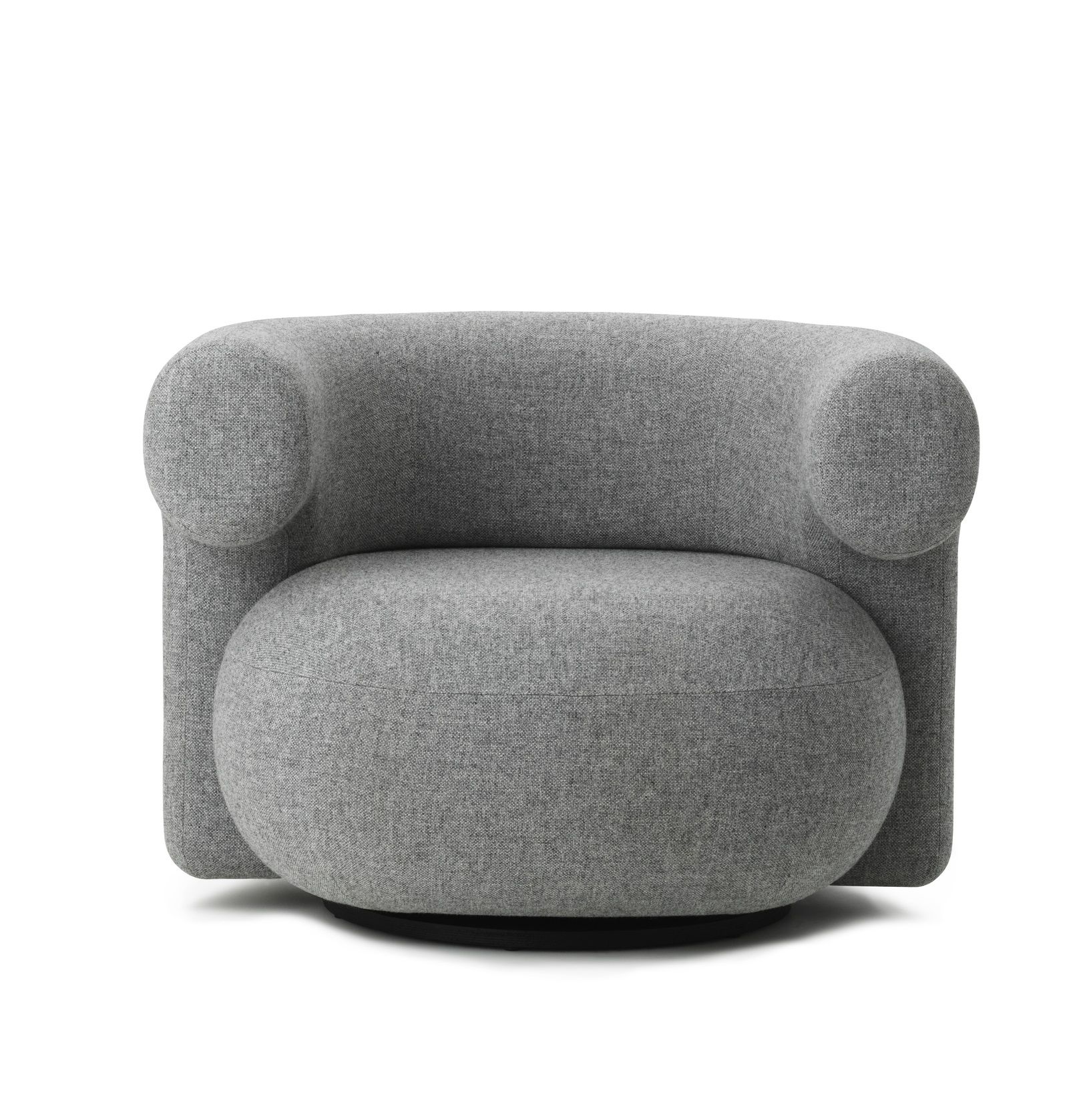 Grauer Burra Sessel von Normann Copenhagen: Moderner Lounge Sessel mit runden Formen und Stoffbezug.