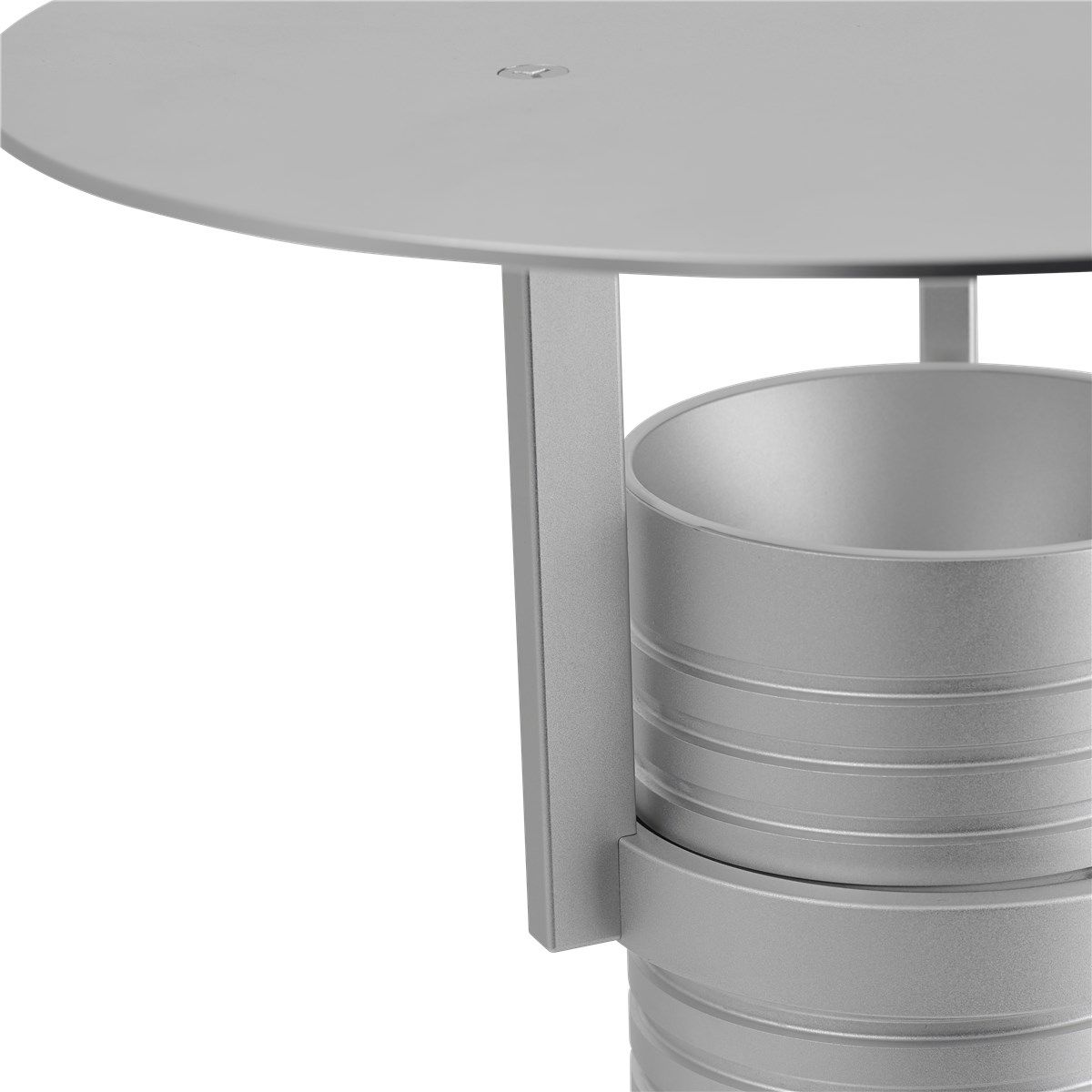 Detailaufnahme der Muuto Set Table Lamp Tischleuchte in Silber, modernes Design für Wohnzimmer.