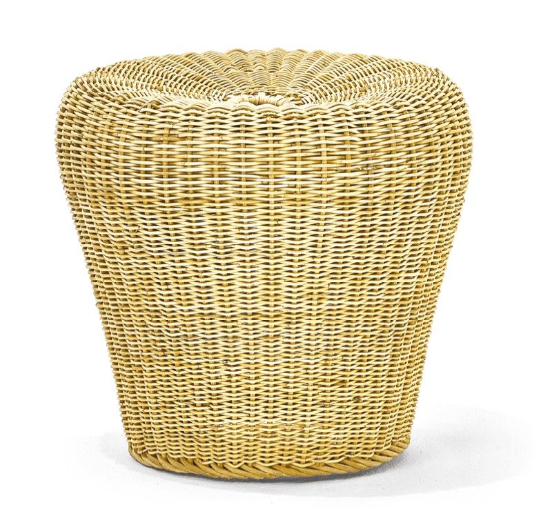 E 14 Rattanhocker von Richard Lampert: Handgeflochtener, runder Hocker aus Rattan, vielseitig einsetzbar.
