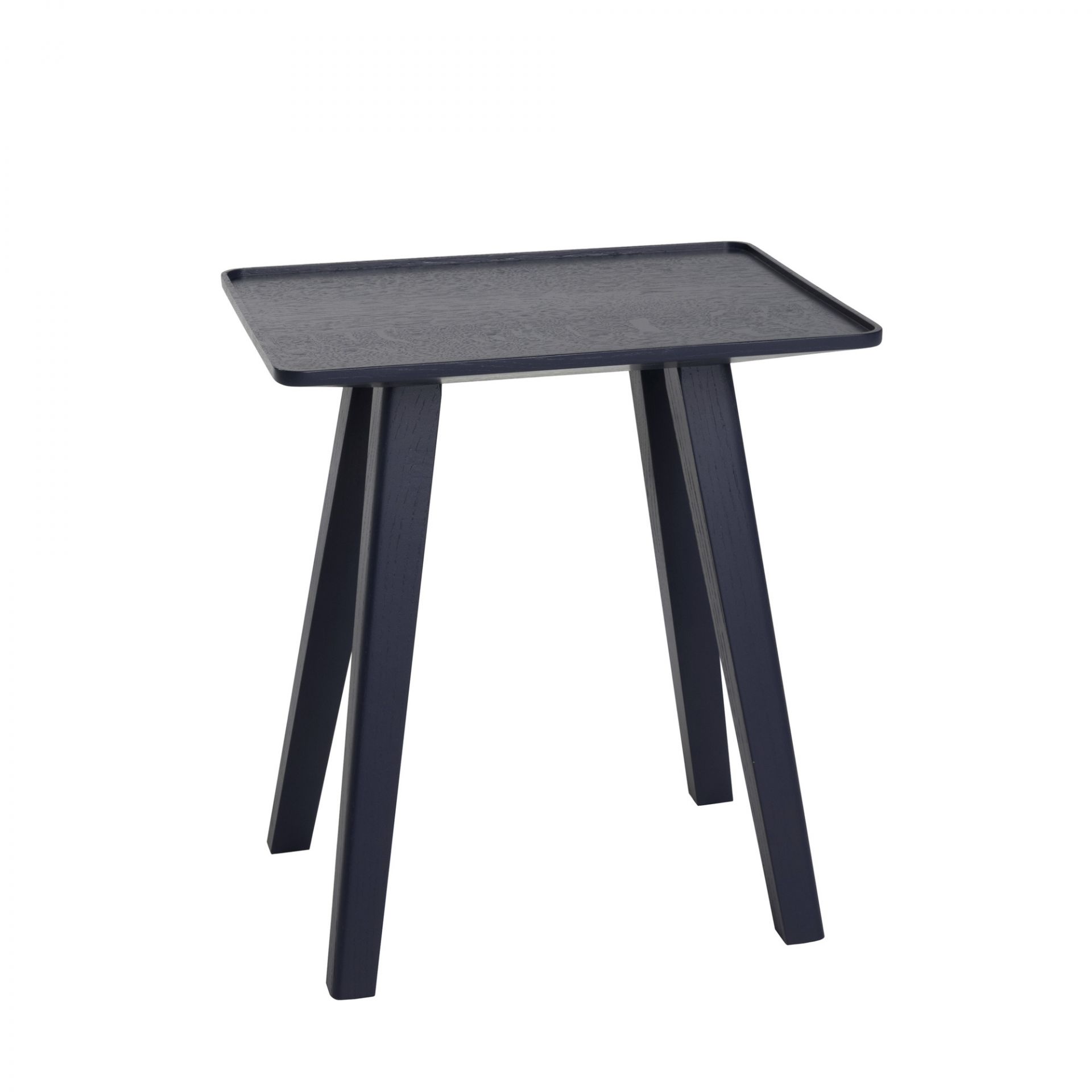 Dunkelblauer Nini Hocker von Schönbuch aus Holz, quadratische Form, moderne Möbel für Wohnzimmer.