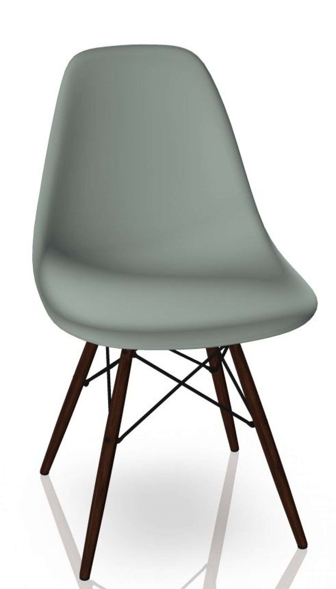 Eames Plastic Side Chair DSW Stuhl in Hellgrau mit Ahornholz-Beinen von Vitra.