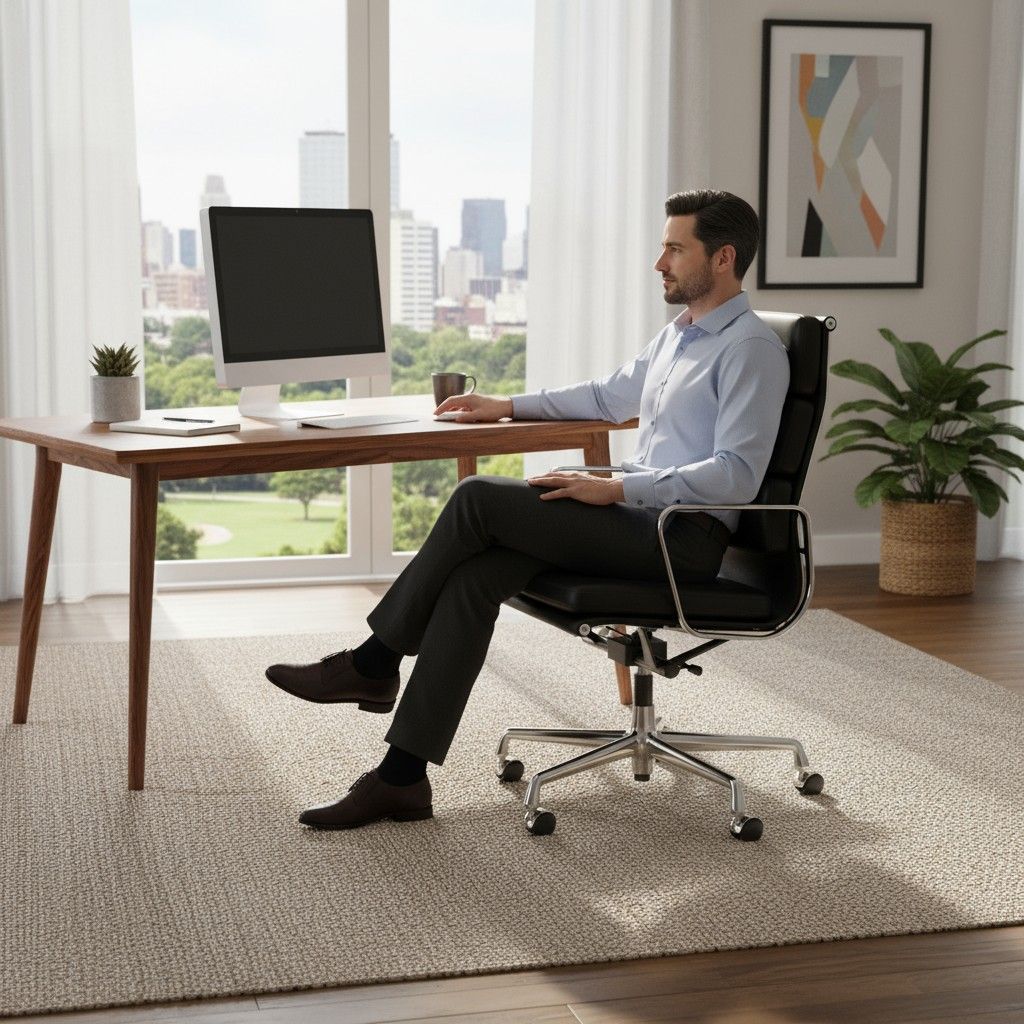 Soft Pad Chair EA219 / EA 219 VERCHROMT / LEDER NERO Sessel Vitra EINZELSTÜCK