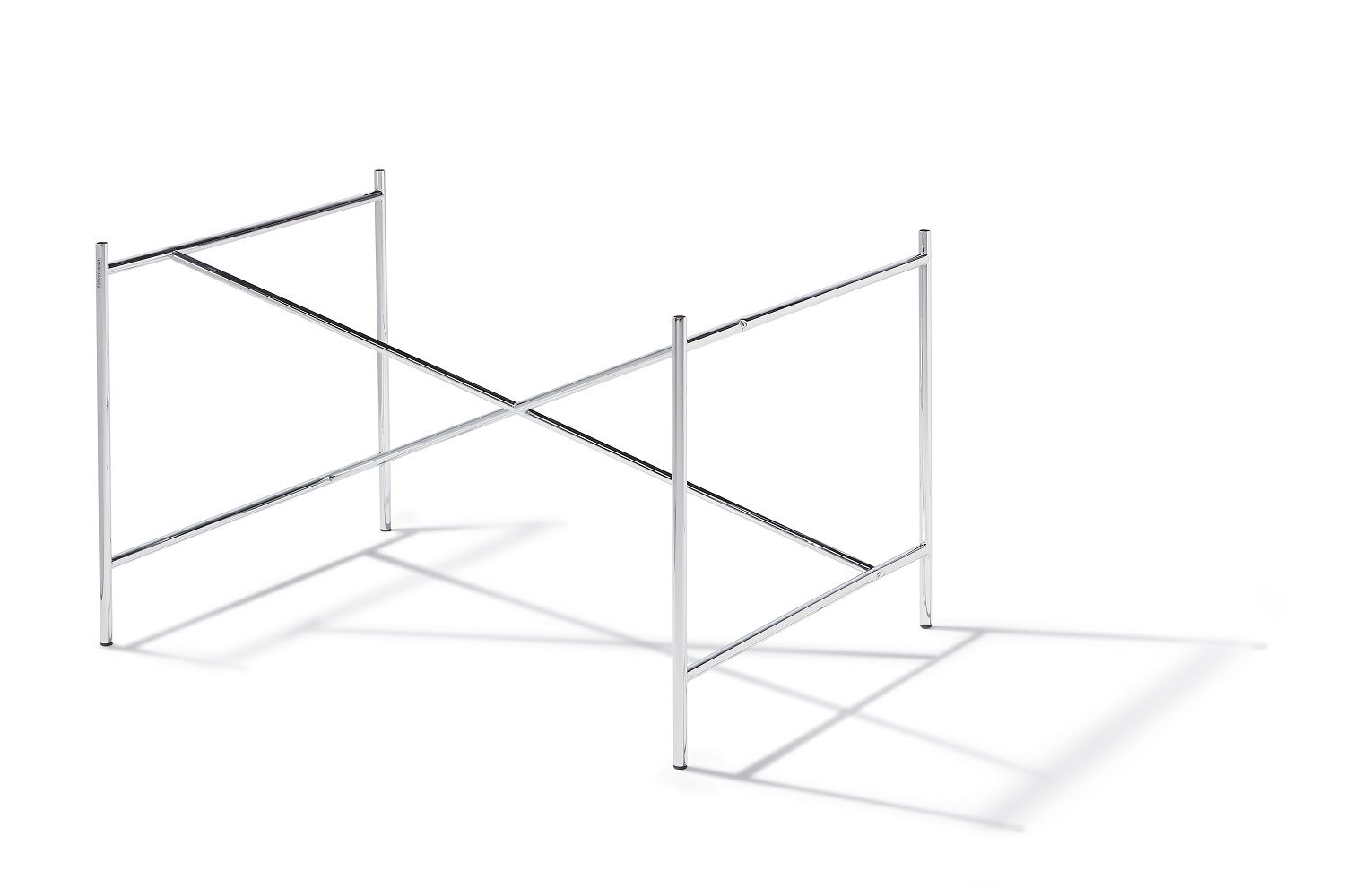 Eiermann Tischgestell mit Kreuzstreben in Chrom, modernes Design für Schreibtische und Tische.