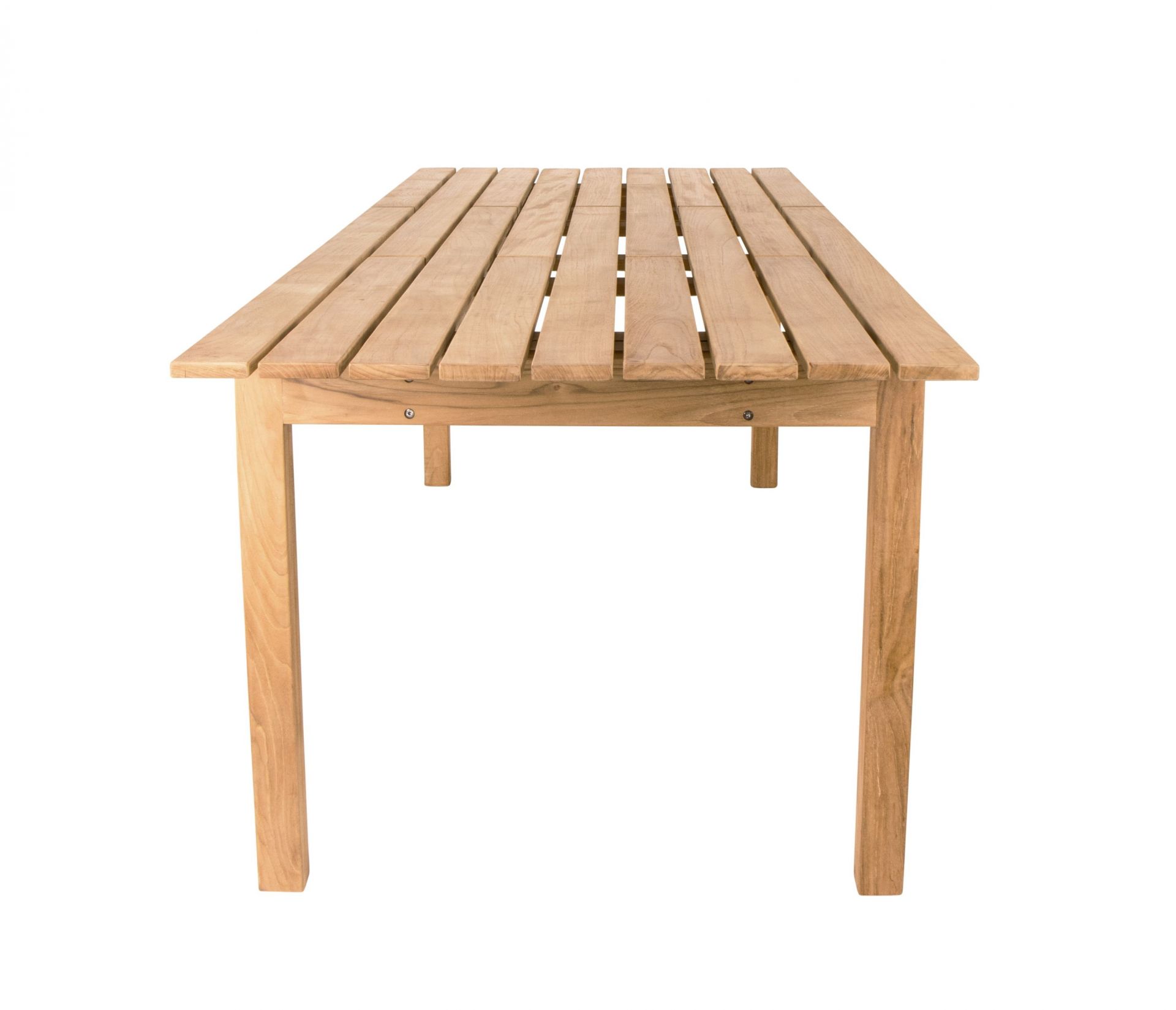 Grace Esstisch von Cane-Line aus Teakholz mit Lattenmuster und vier Beinen.