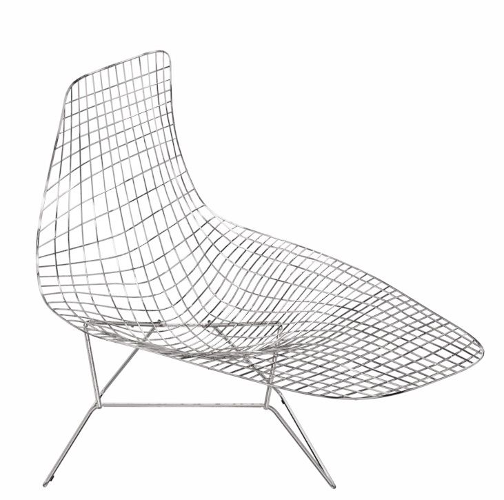 Bertoia Liegesessel von Knoll International aus verchromtem Drahtgeflecht, moderner Designklassiker für Wohnzimmer und Lounge.