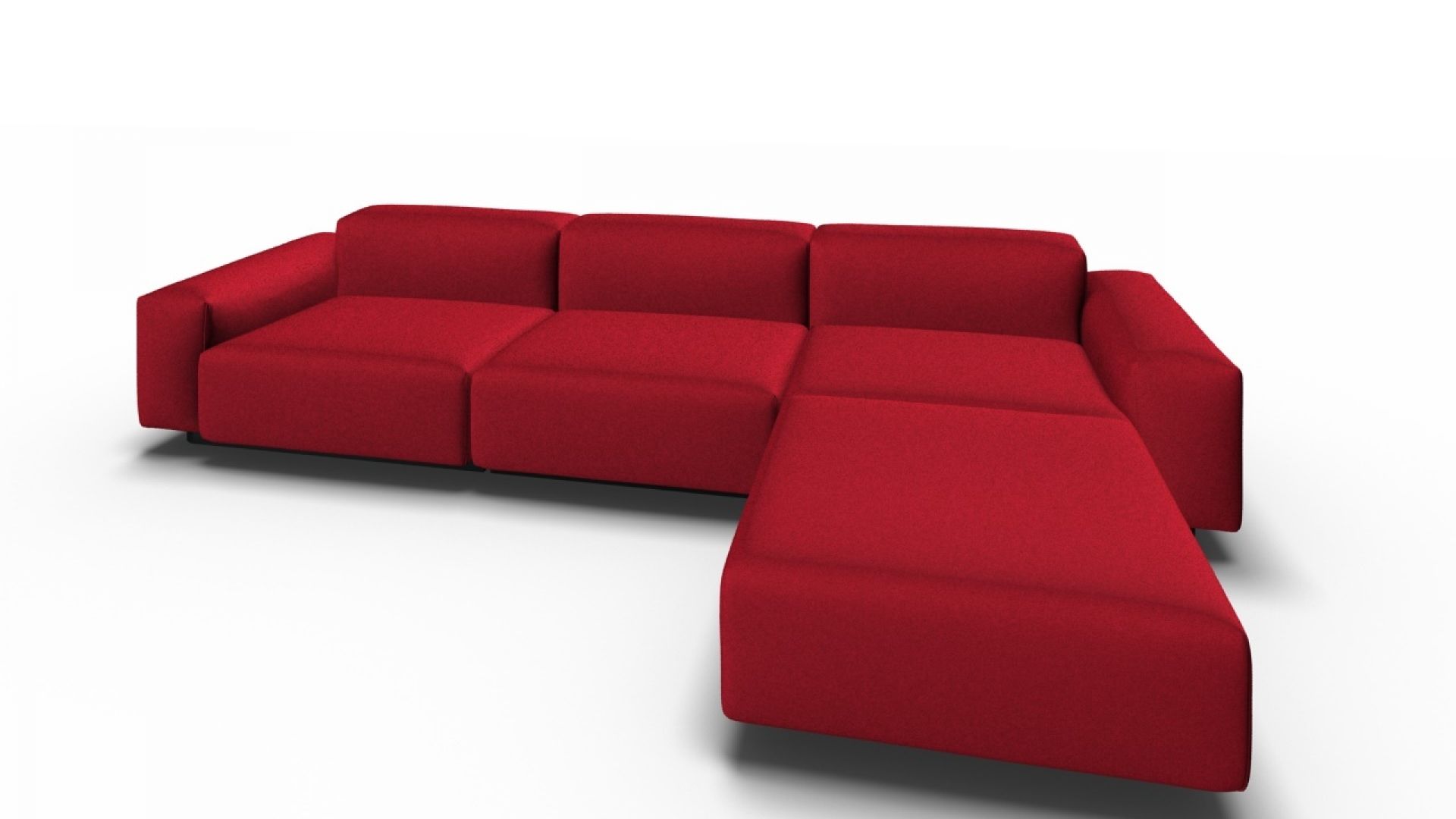 Soft Modular Sofa, 3-Sitzer mit Chaise Longue in Moorbraun von Vitra. Modernes Ecksofa für Wohnzimmer.