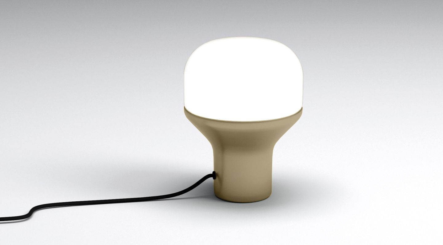 Delux Junior Tischleuchte Sandgold von Martinelli Luce: Moderne Nachttischlampe mit sanftem Licht.