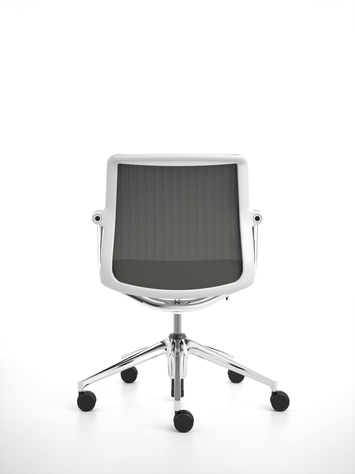 Vitra Unix Chair Bürostuhl mit Fünfsternfuß und Rollen, Ansicht von hinten.