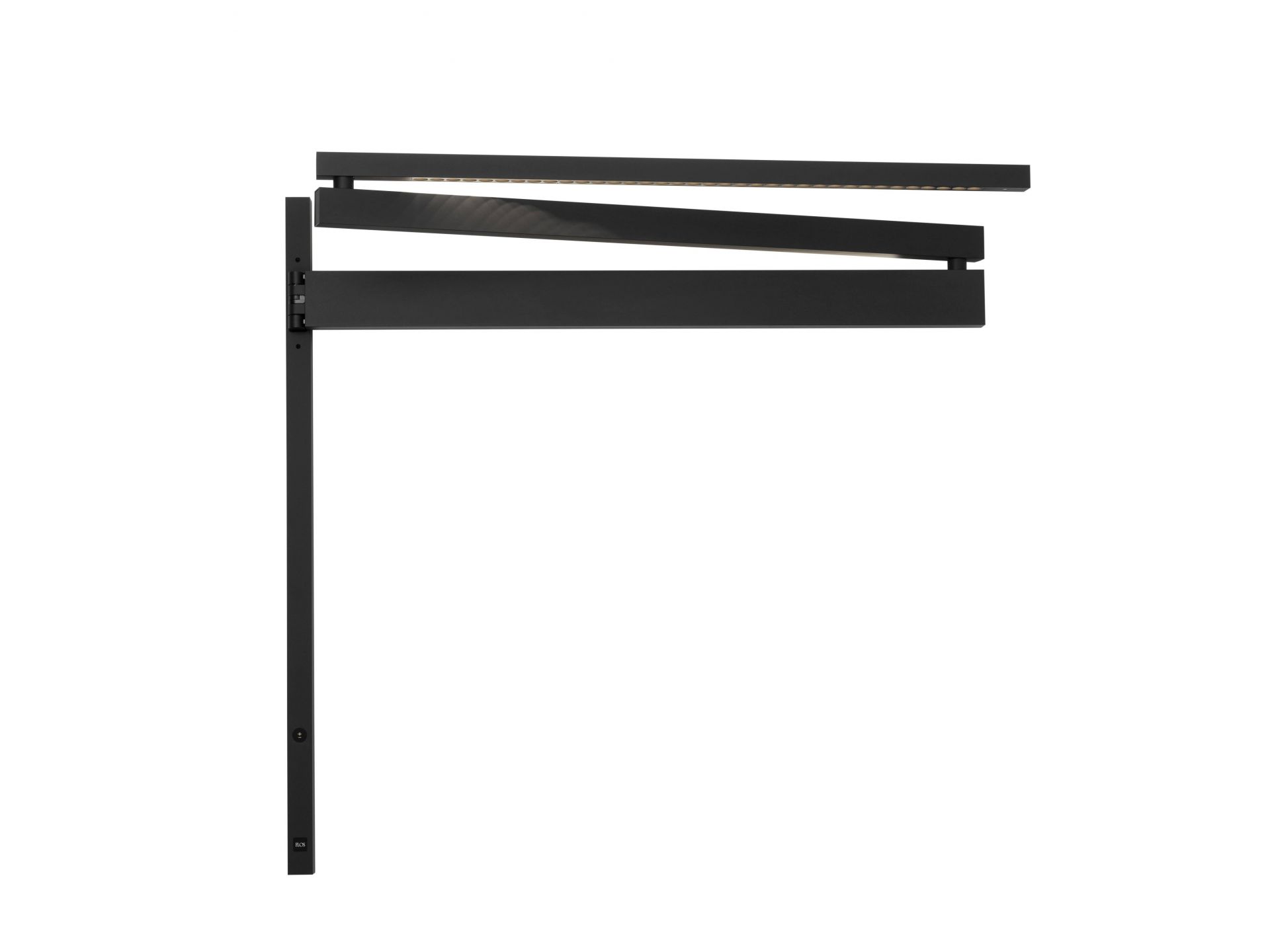 Schwarze Flos Wandleuchte Black Flag Pro mit LED-Beleuchtung und modernem Design.