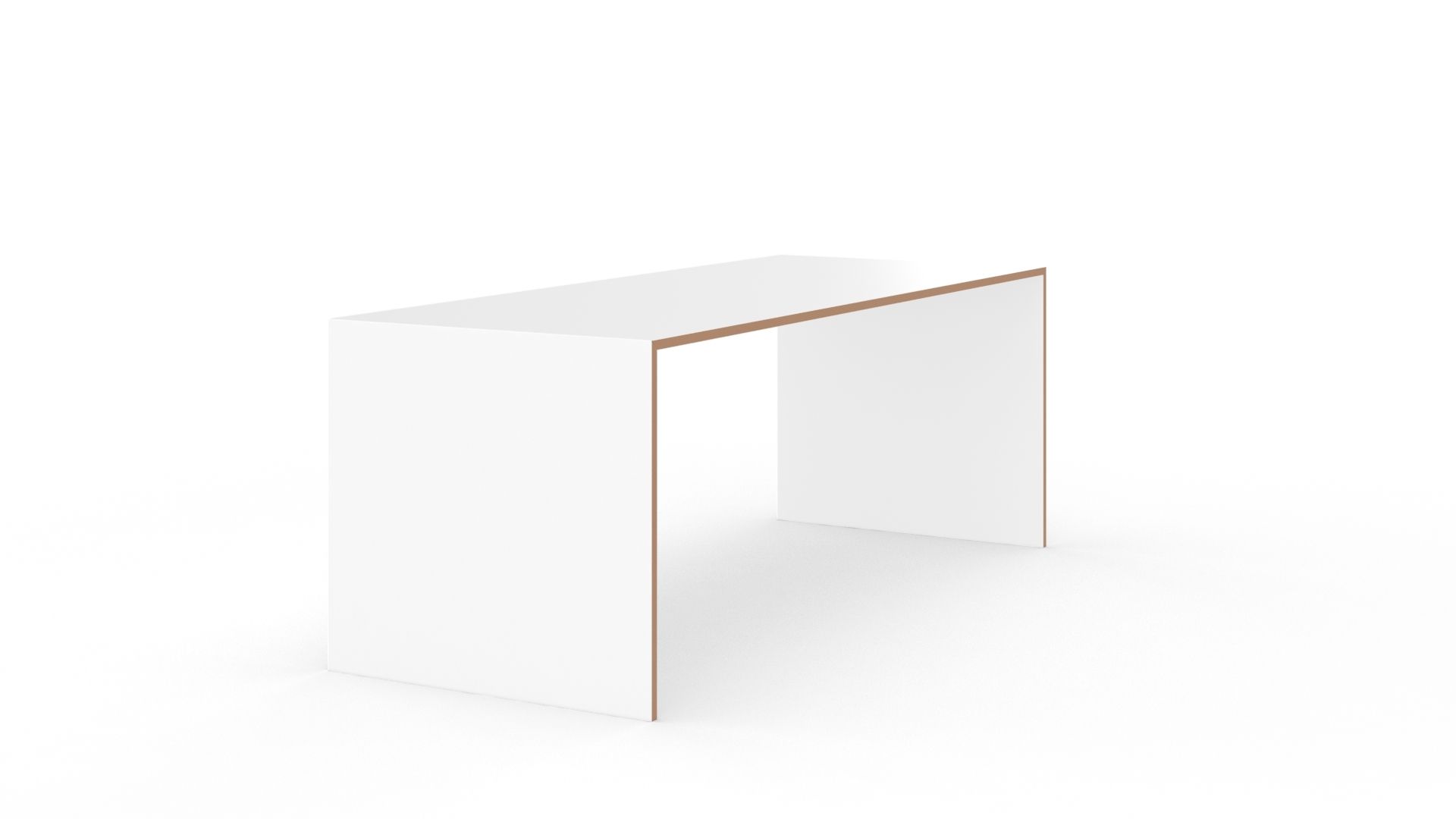 Weißer Tojo Freistell Tisch groß, minimalistisches Design für Büro und Wohnraum.