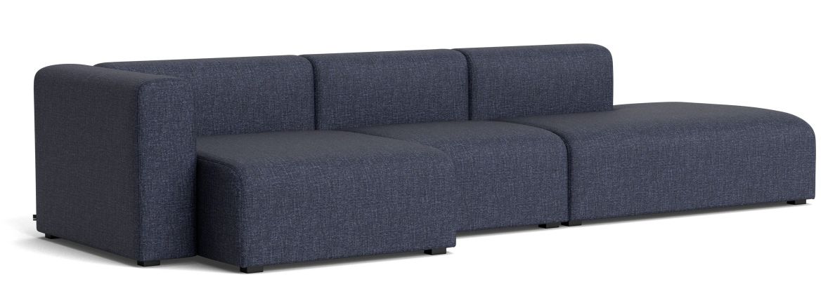 Blaues Mags Sofa 3-Sitzer mit Armlehne links von Hay, modernes modulares Wohnzimmermöbel.