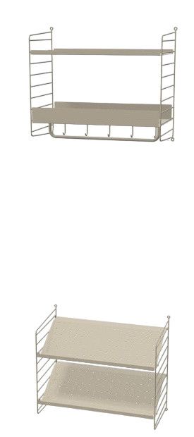 Beige Flur KONFIGURATIONEN Wandregal mit Haken und Ablageflächen für Flurmöbel und Deko.