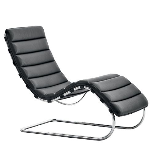 MR Bauhaus Liege von Knoll International mit schwarzem Leder und Chromgestell.