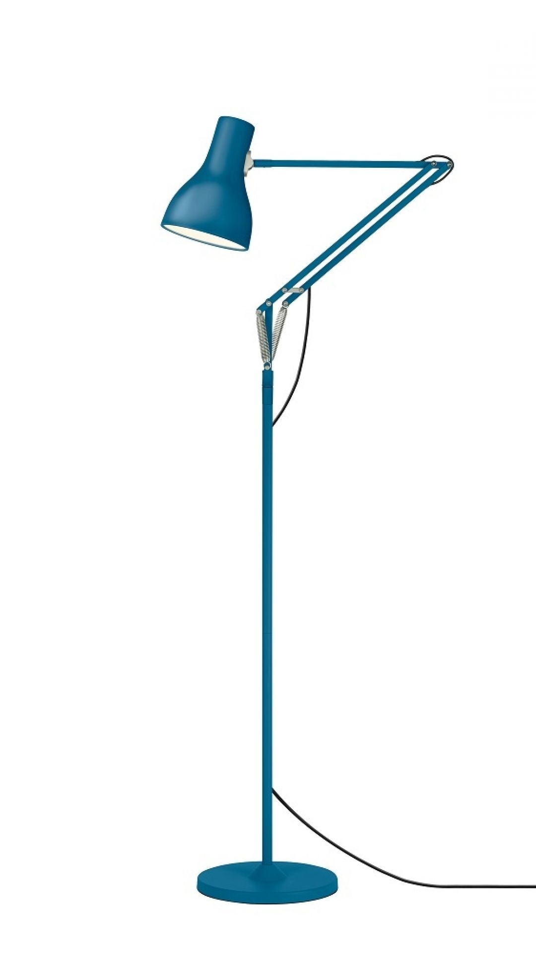Blaue Type 75 Stehleuchte Margaret Howell Edition von Anglepoise, verstellbare Designerlampe für Wohnzimmer und Büro.