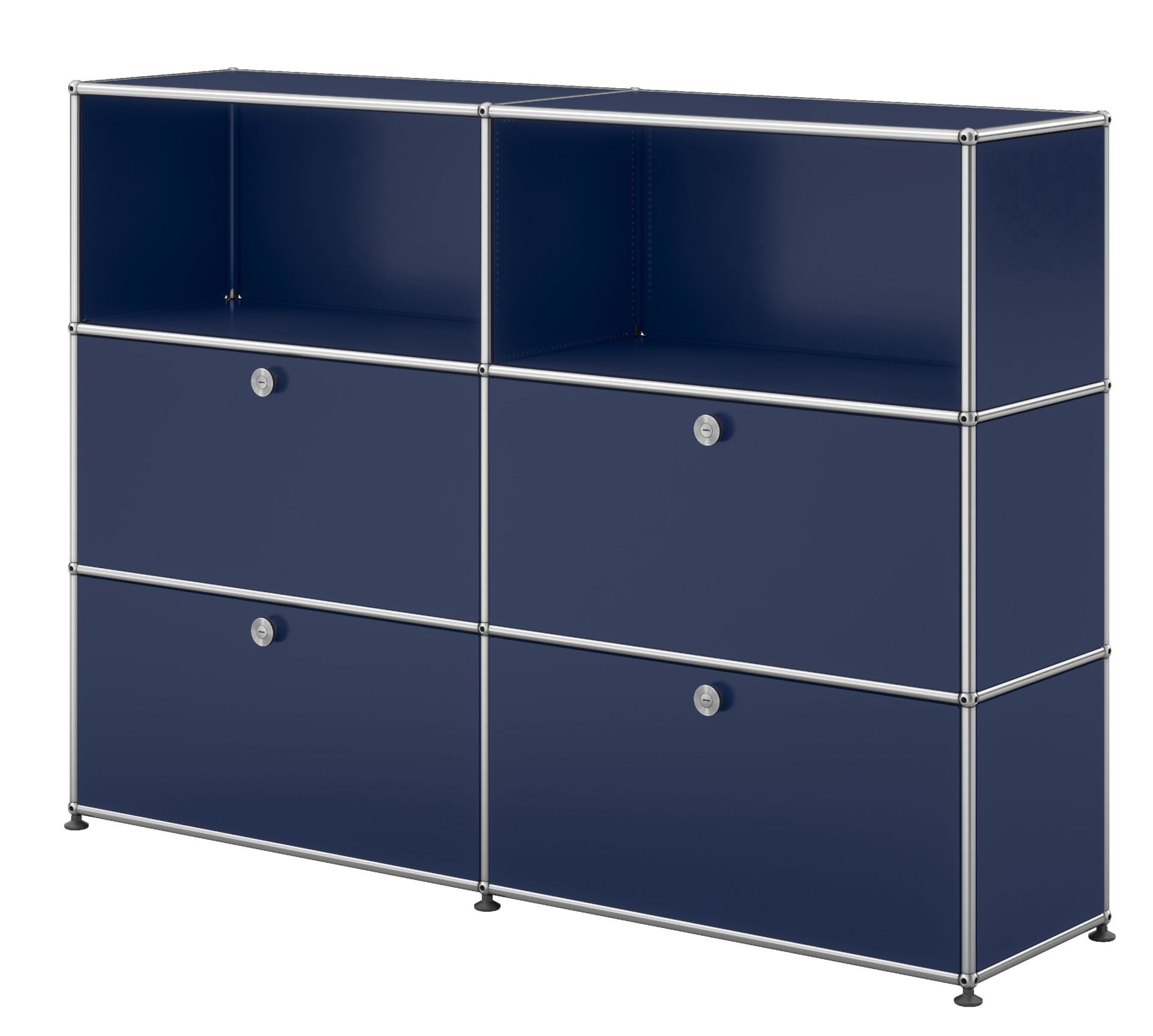 USM Haller Highboard 2 Offen / 2 Klappen / 2 Schubladen Stahlblau
