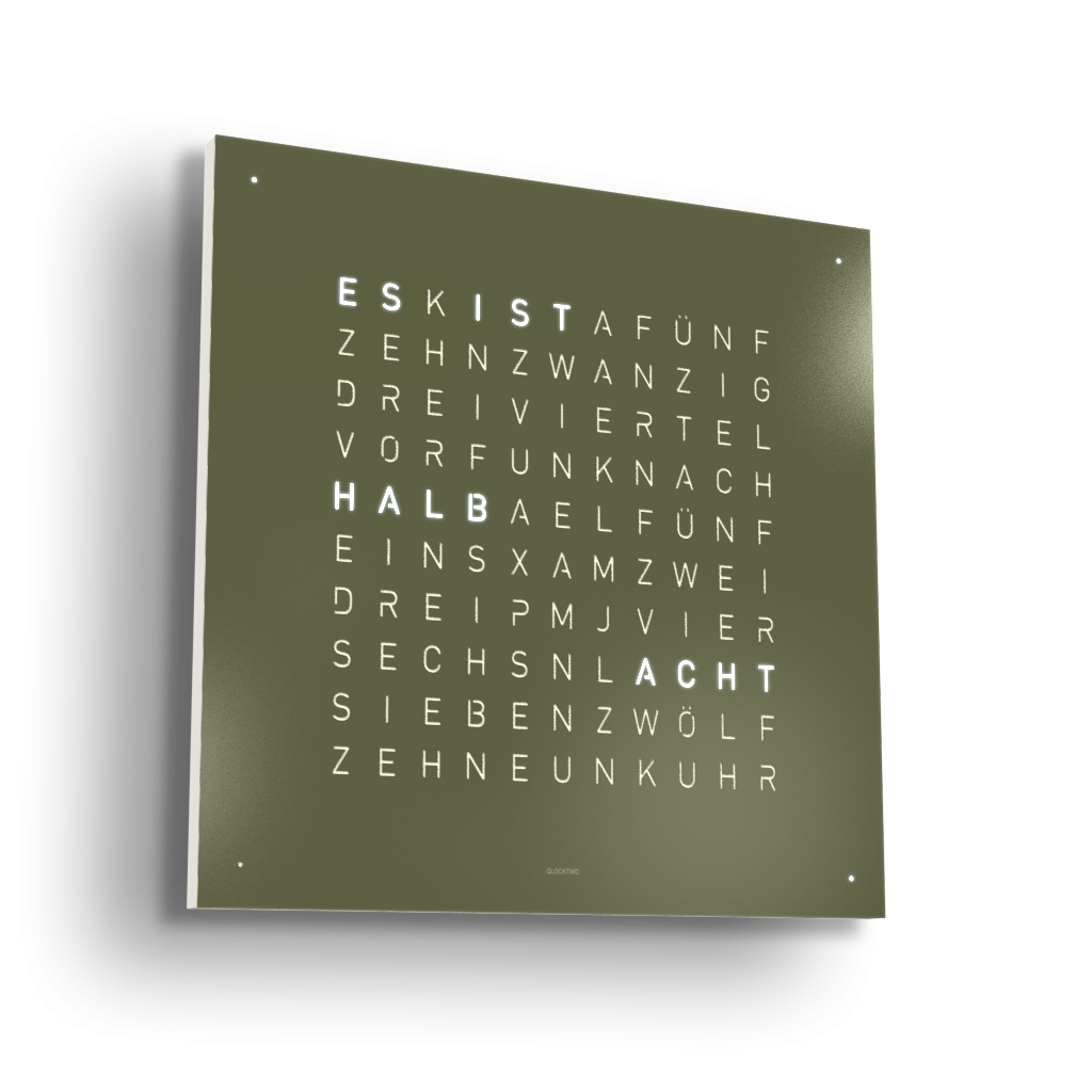 Earth 45 Steel Series Wanduhr / Zeitobjekt Deutsch QLOCKTWO