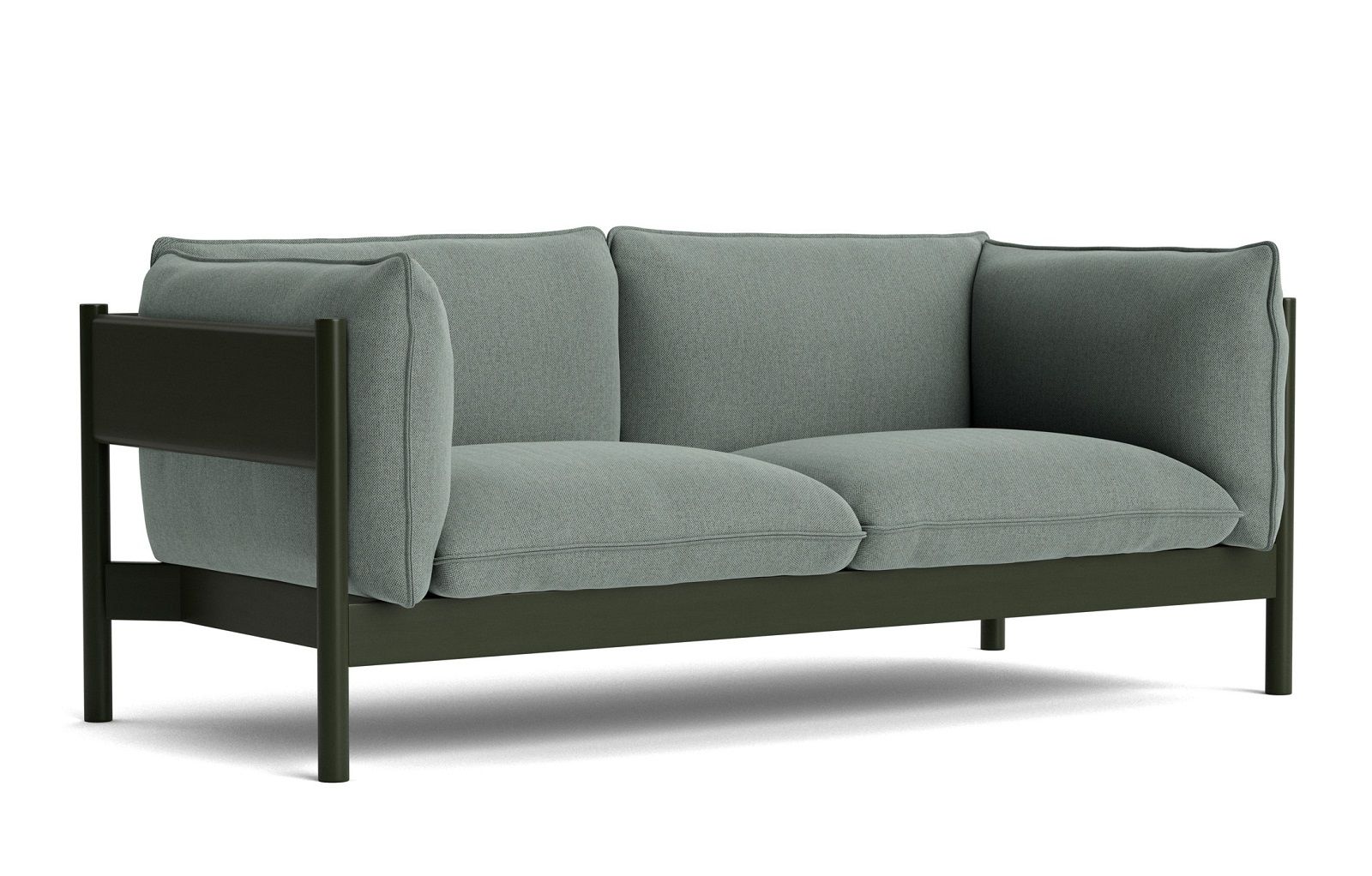 Arbour Sofa 2-Sitzer von Hay in Grün: Modernes Design Sofa mit Stoffbezug und Holzrahmen.