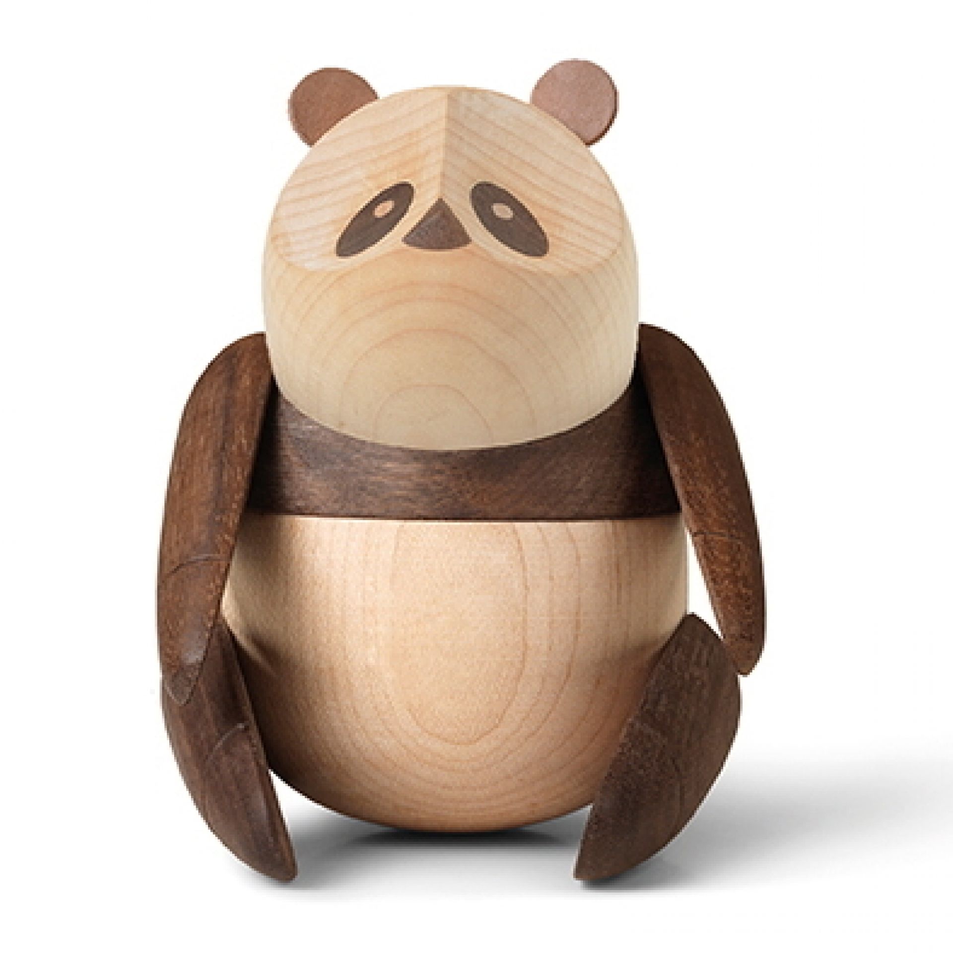 Holz Panda Figur von Architectmade, handgefertigte Holzdeko für Kinder und Sammler.
