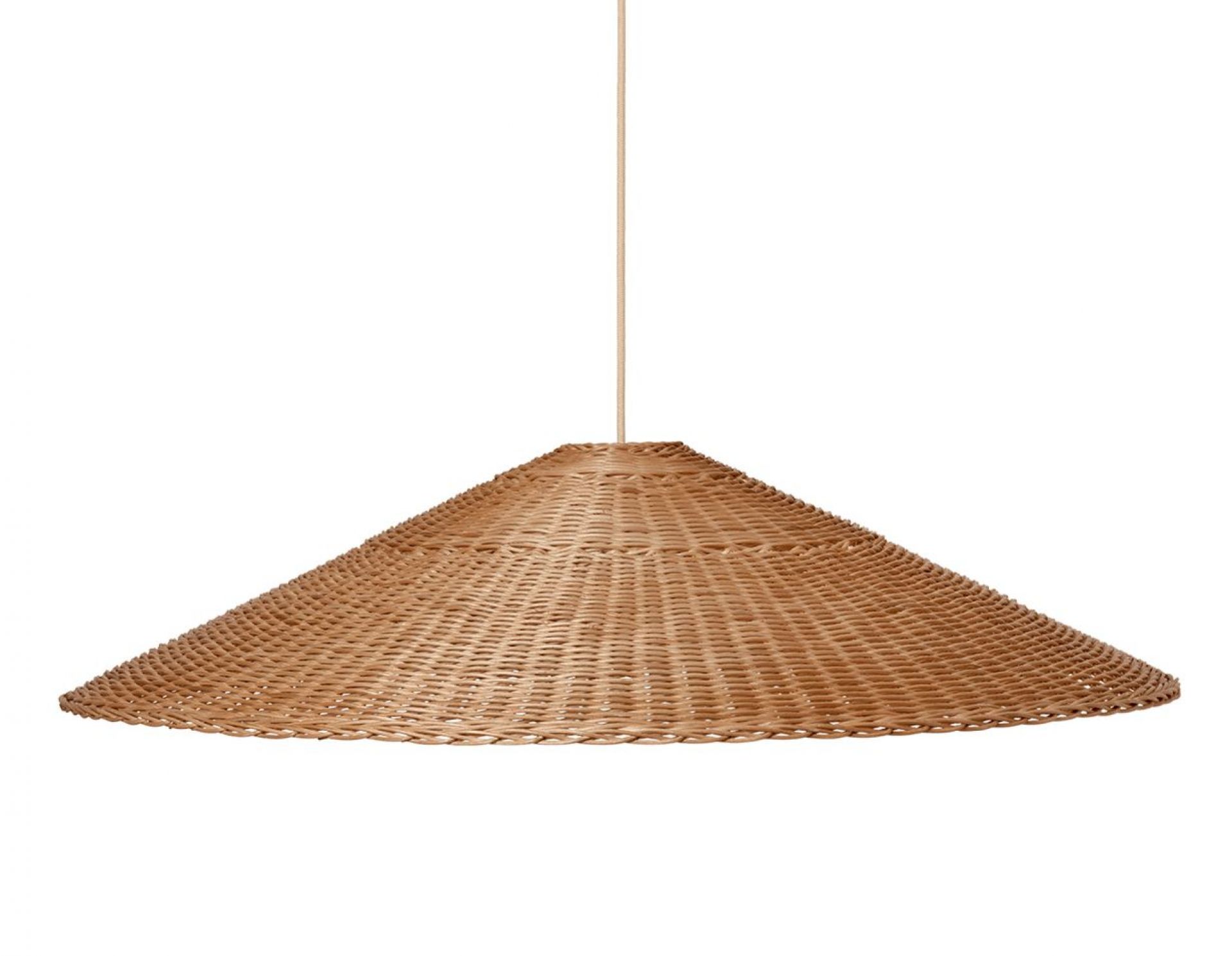 Ferm Living Dou Lampenschirm, 90 cm, aus Rattan, für Hängeleuchten, natürliche Beleuchtung.