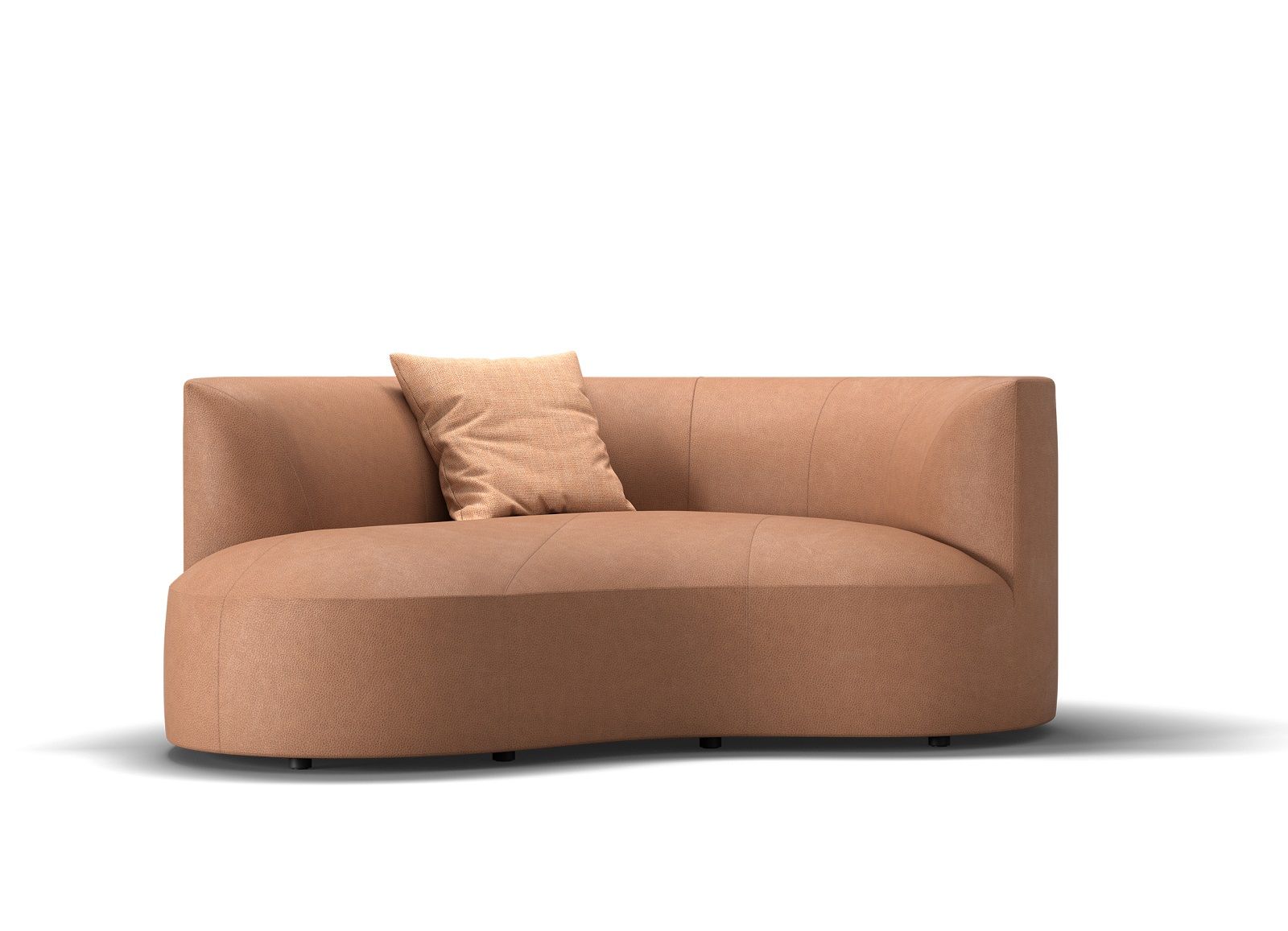 Siwa Récamiere in Braun mit Kissen, modernes Sofa für Wohnzimmer und Lounge-Bereich.