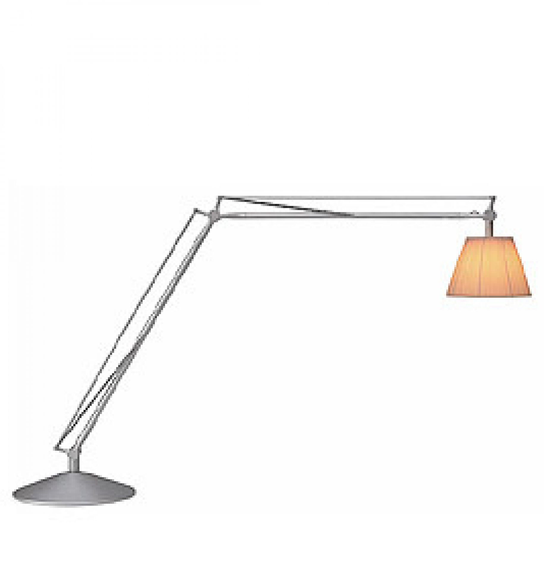 Superarchimoon Stehleuchte von Flos: Design-Stehlampe mit verstellbarem Arm und Stoffschirm.