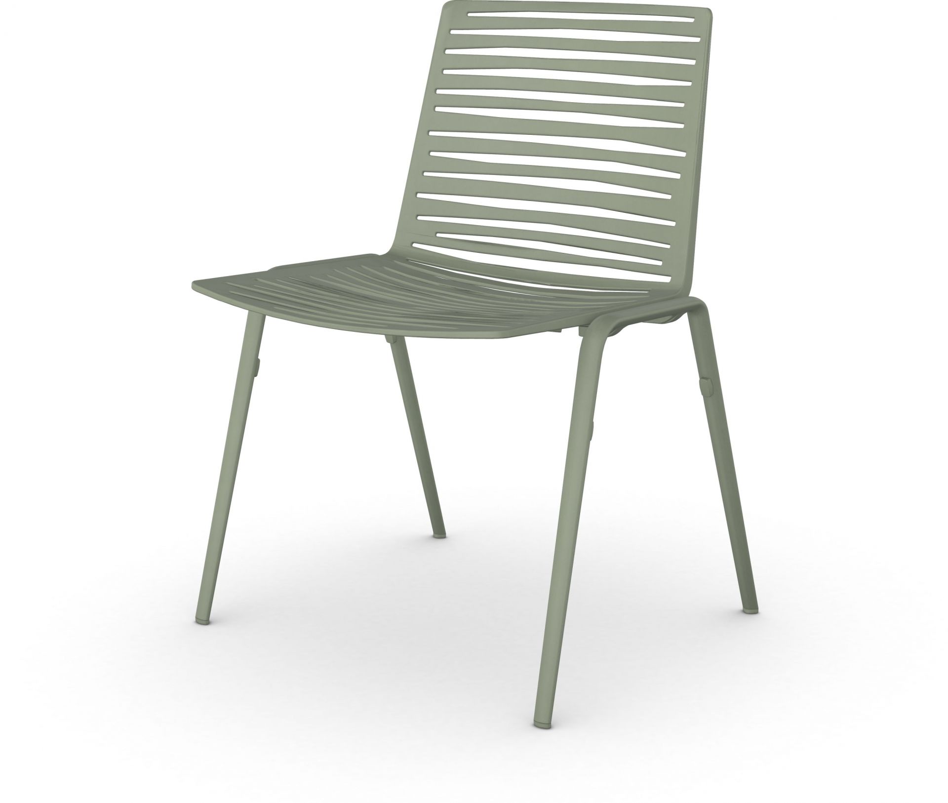 Zebra Stuhl in Grüntee-Farbe, moderner Gartenstuhl mit horizontalen Streben, stapelbarer Design-Stuhl für Terrasse und Balkon.