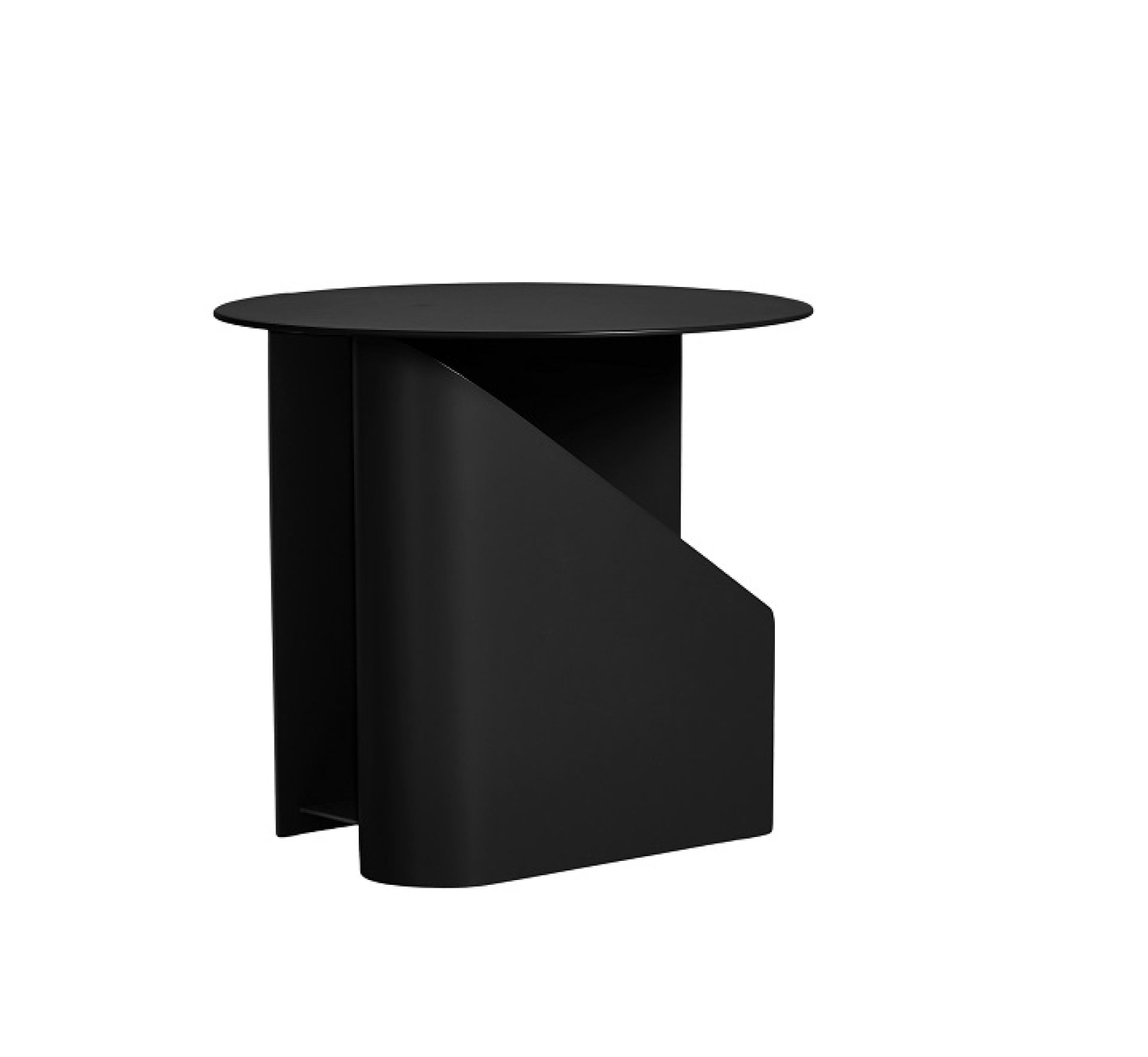 Schwarzer Sentrum Beistelltisch von Woud: Moderner, runder Tisch mit einzigartigem, offenem Design für Wohnzimmer.