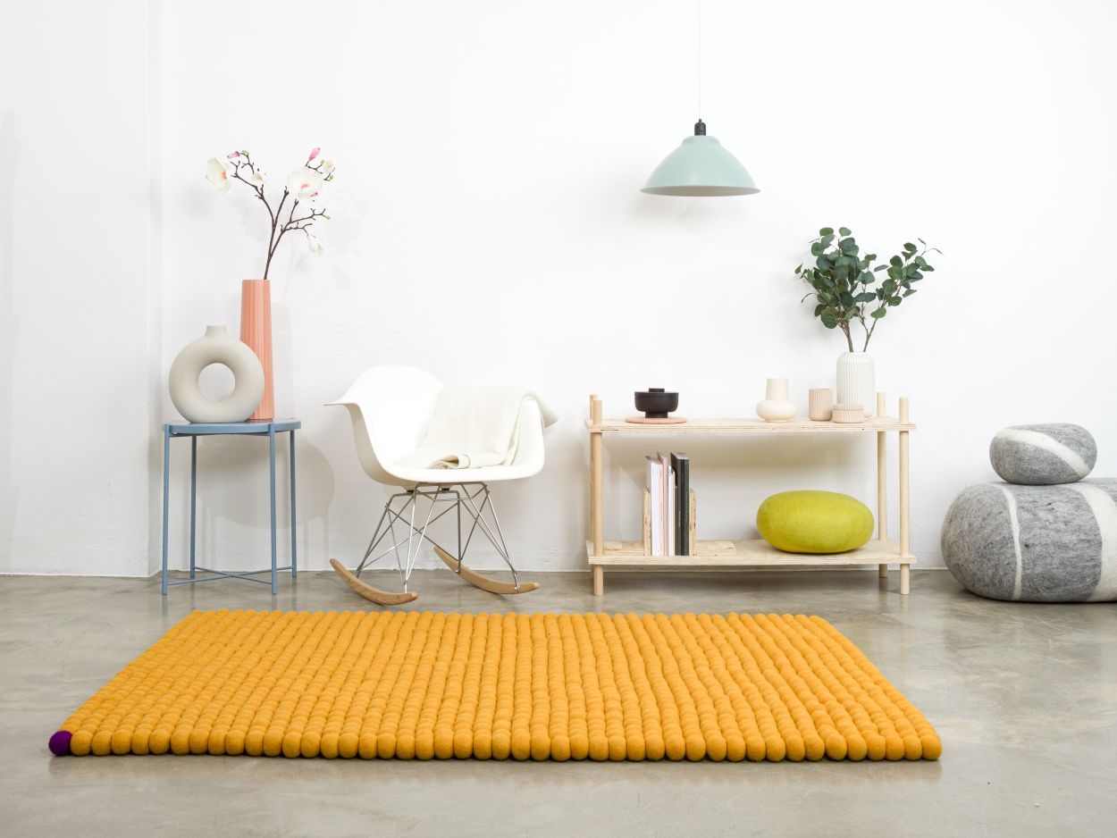 Big One Rechteckig Filzteppich 200 x 300 cm myfelt Ockergelb