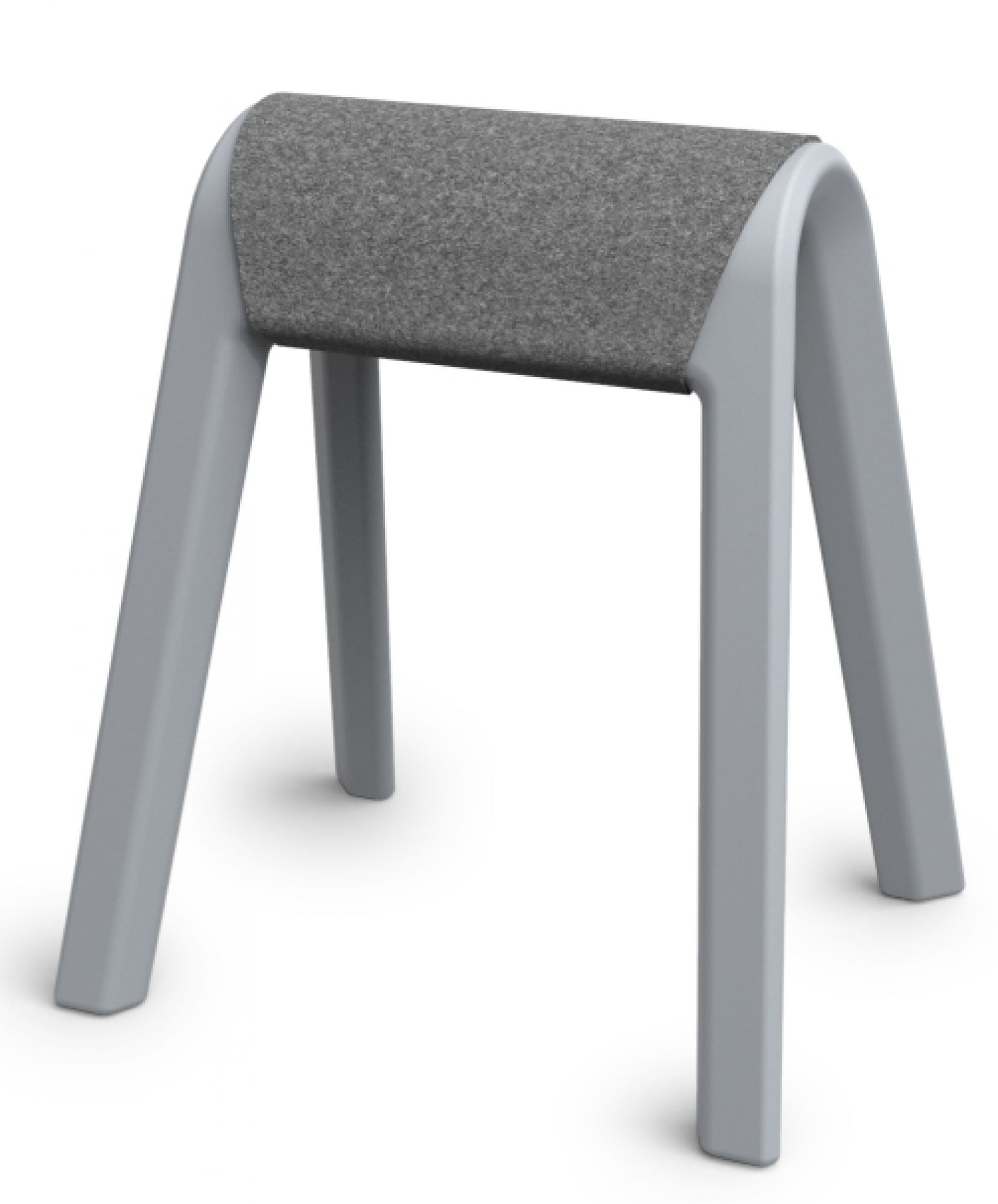 Anthrazitfarbene Wilkhahn Sitzauflage Programm 204 mit vier Beinen und grauem Bezug.