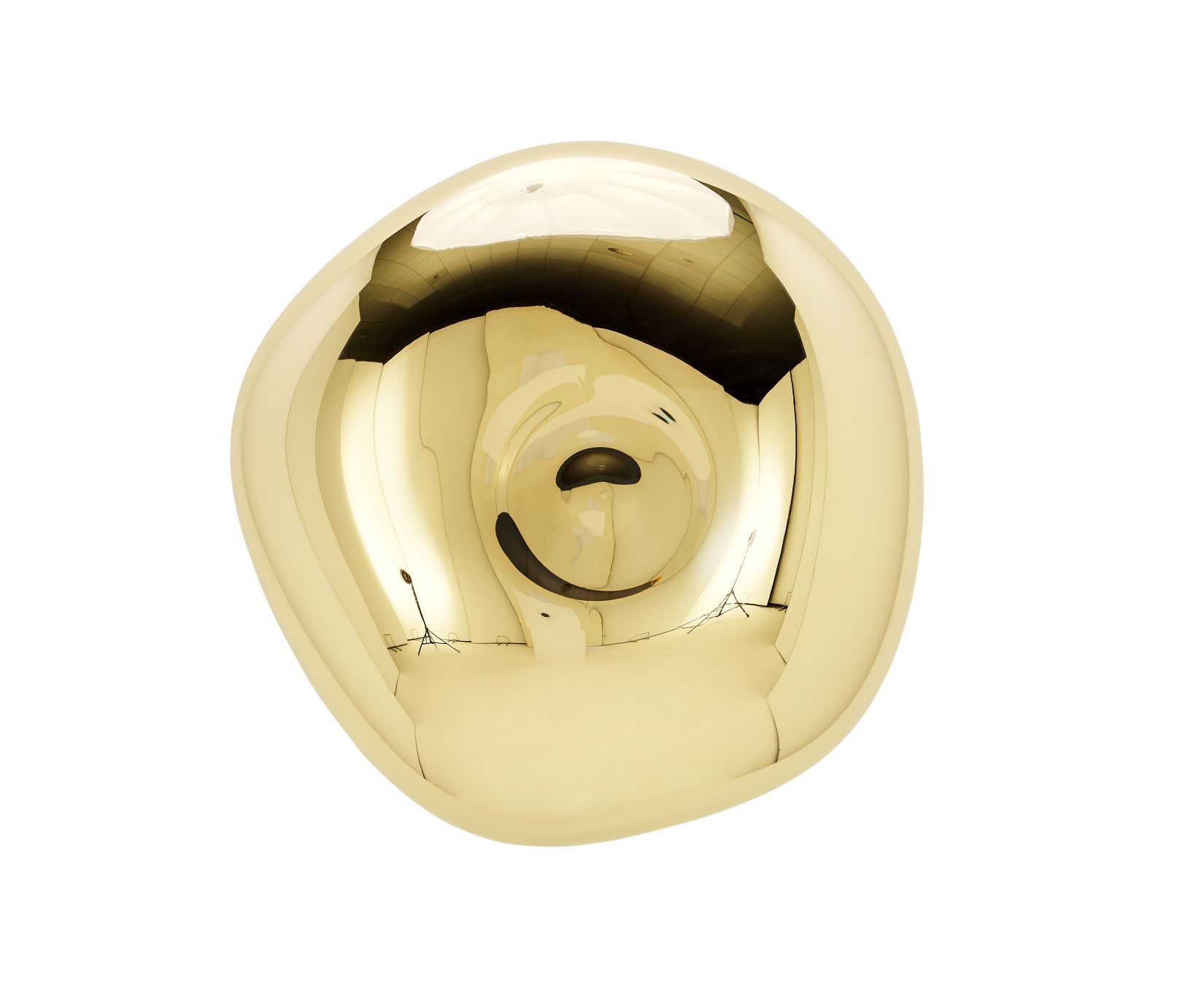 Nahaufnahme der goldenen Tom Dixon Melt Surface LED-Wandleuchte, modernes Design.